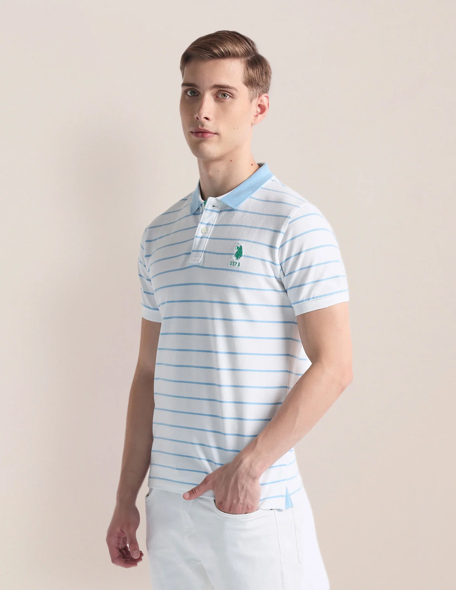 Horizontal Stripe Logo Polo Shirt - Image 4