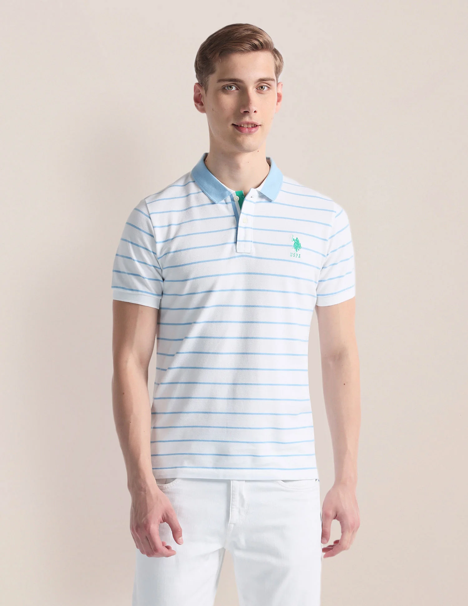 Horizontal Stripe Logo Polo Shirt - Image 6