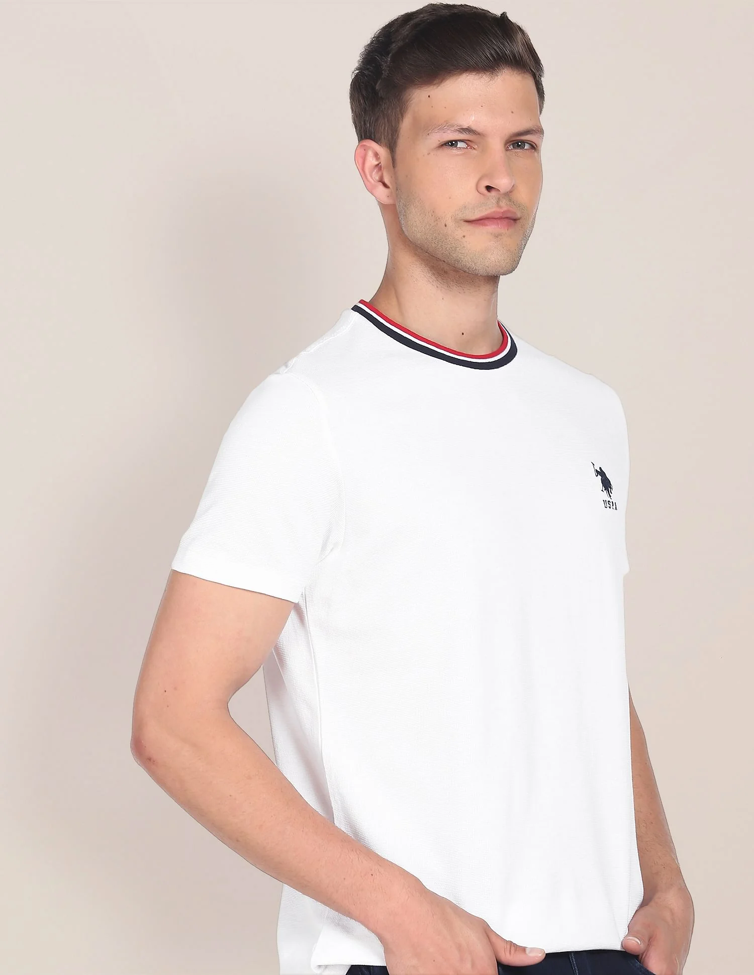 Horizontal Stripe Neck T-Shirt