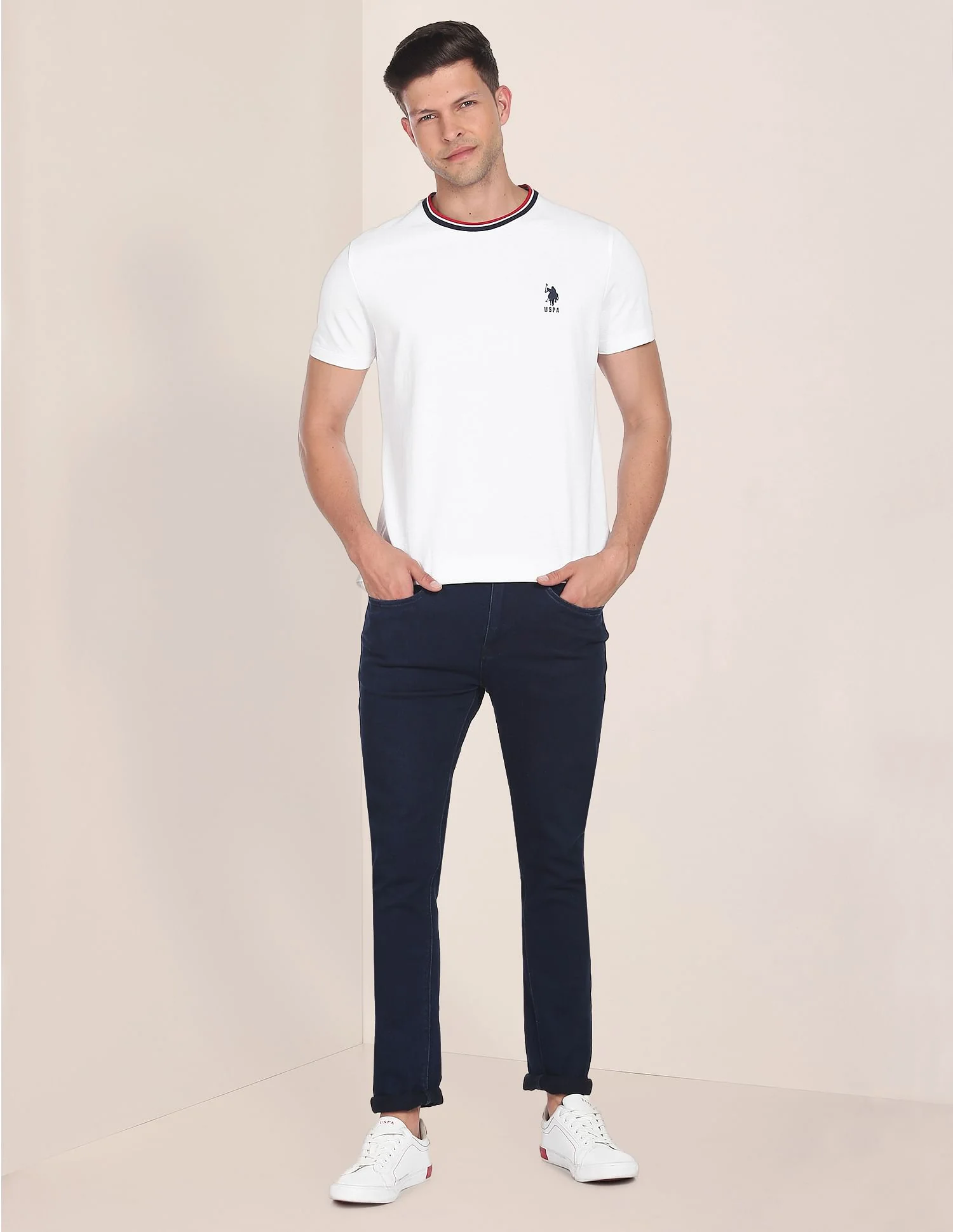Horizontal Stripe Neck T-Shirt - Image 3