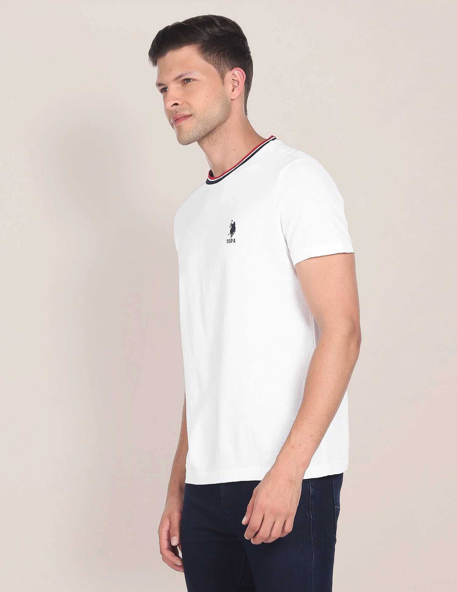 Horizontal Stripe Neck T-Shirt - Image 4