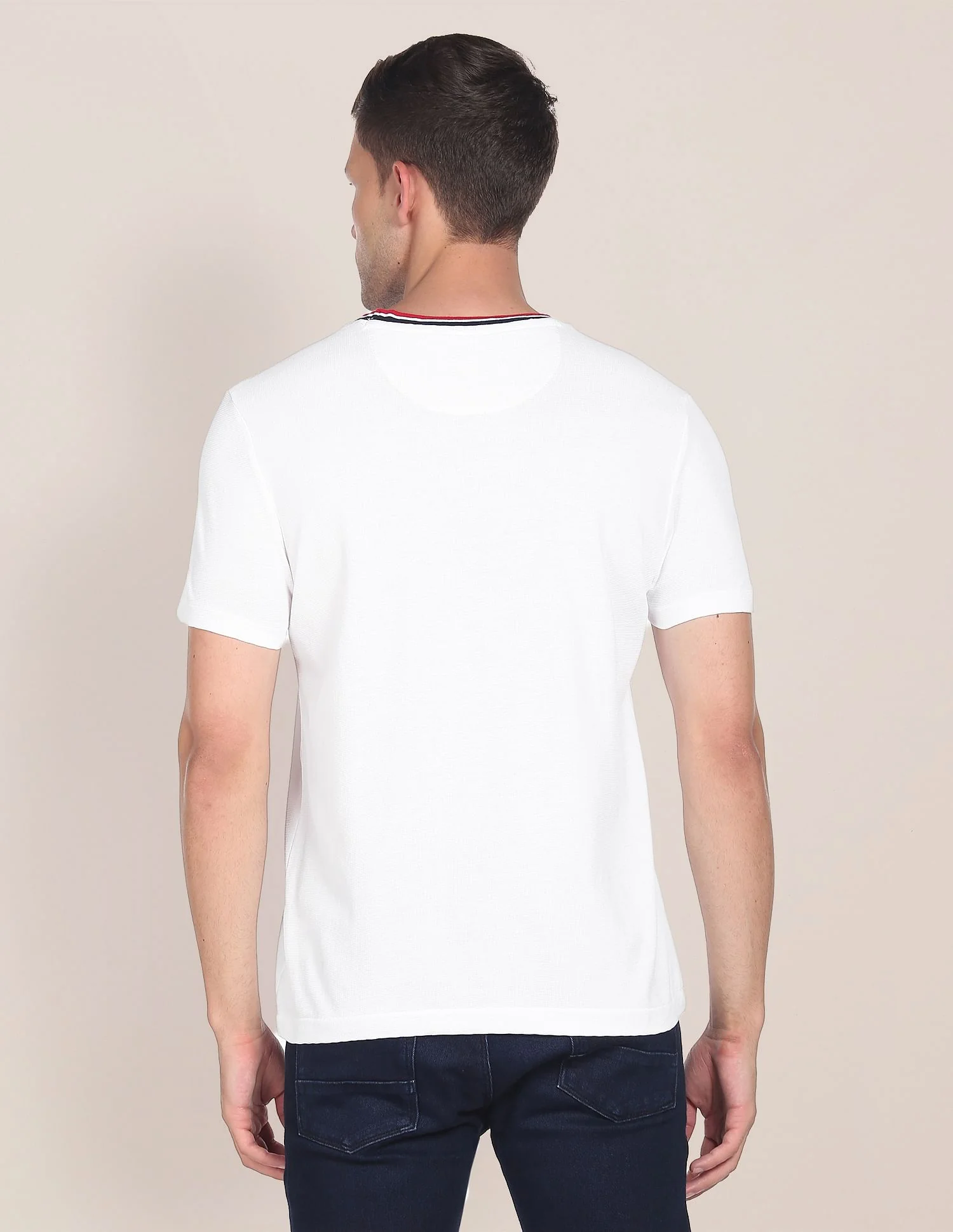 Horizontal Stripe Neck T-Shirt - Image 5