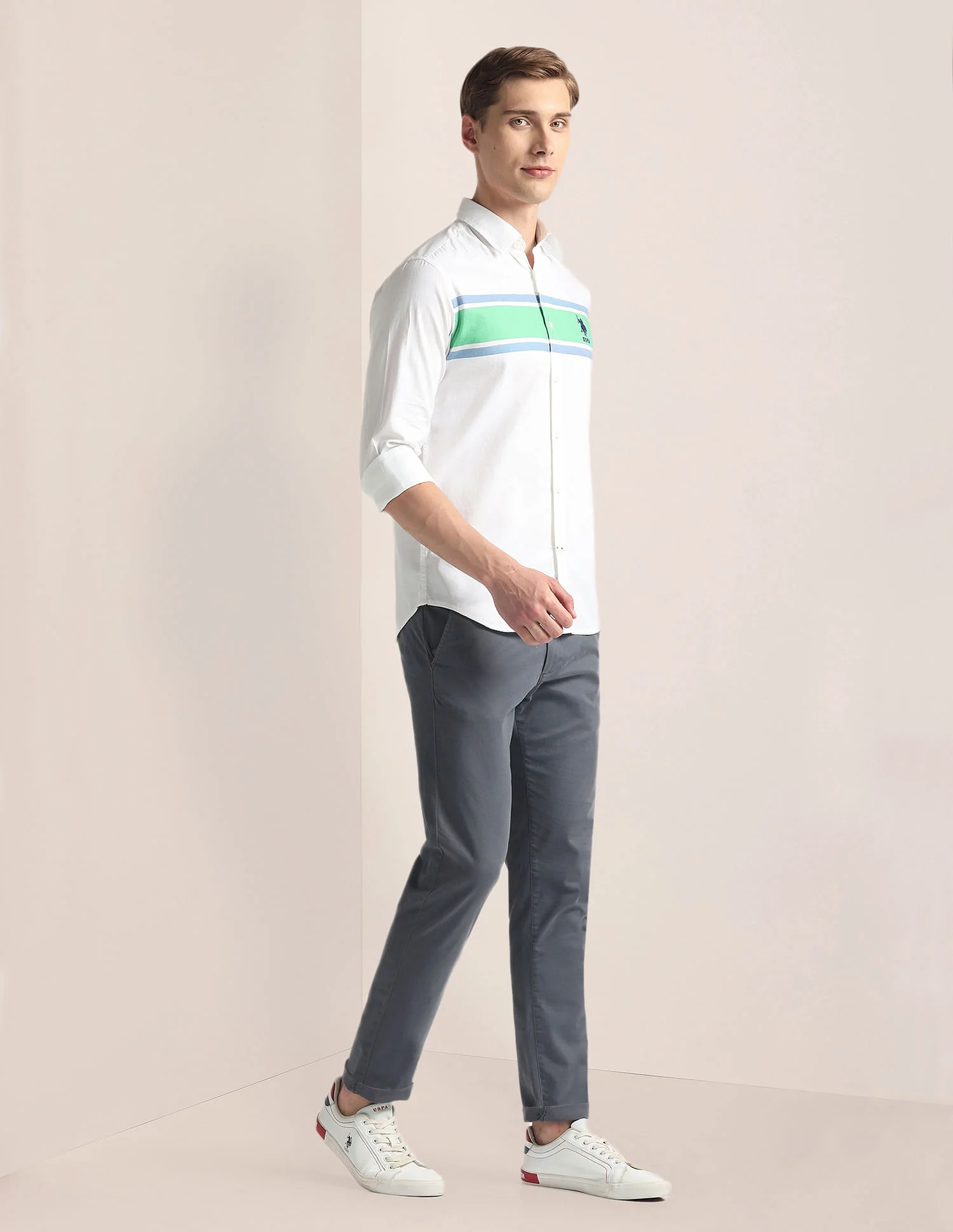 Horizontal Stripe Pinpoint Oxford Shirt - Image 3