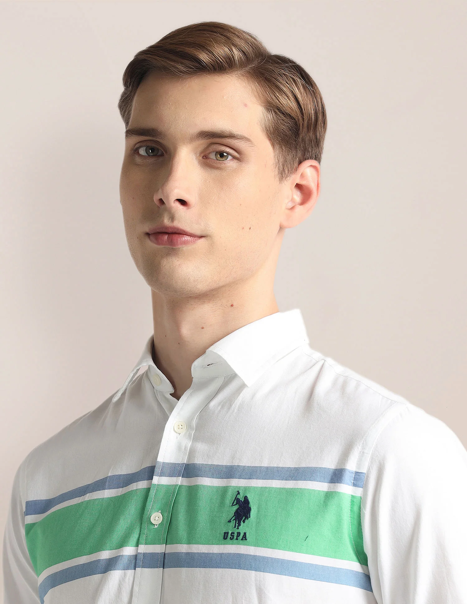 Horizontal Stripe Pinpoint Oxford Shirt - Image 7