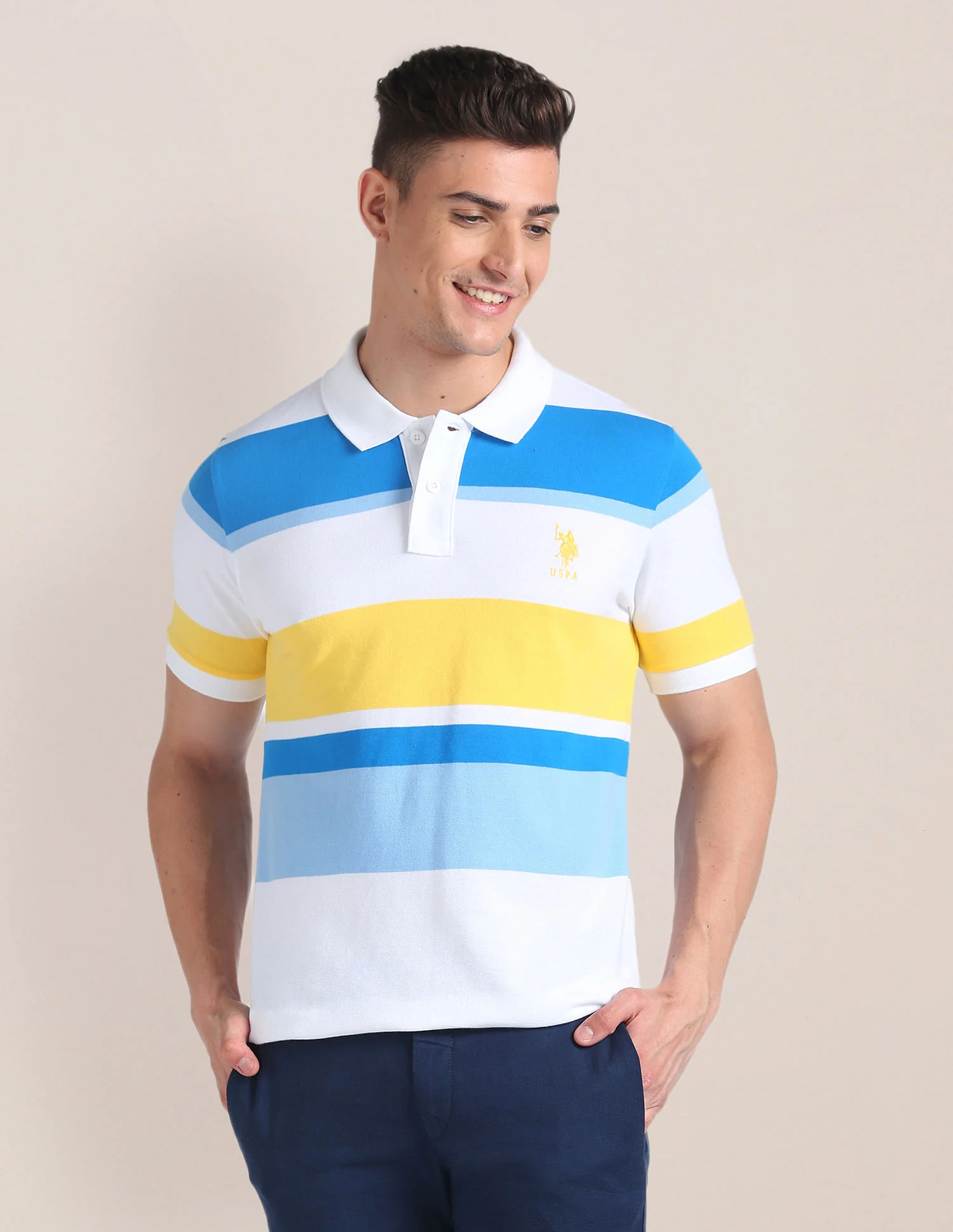 Horizontal Stripe Slim Polo Shirt