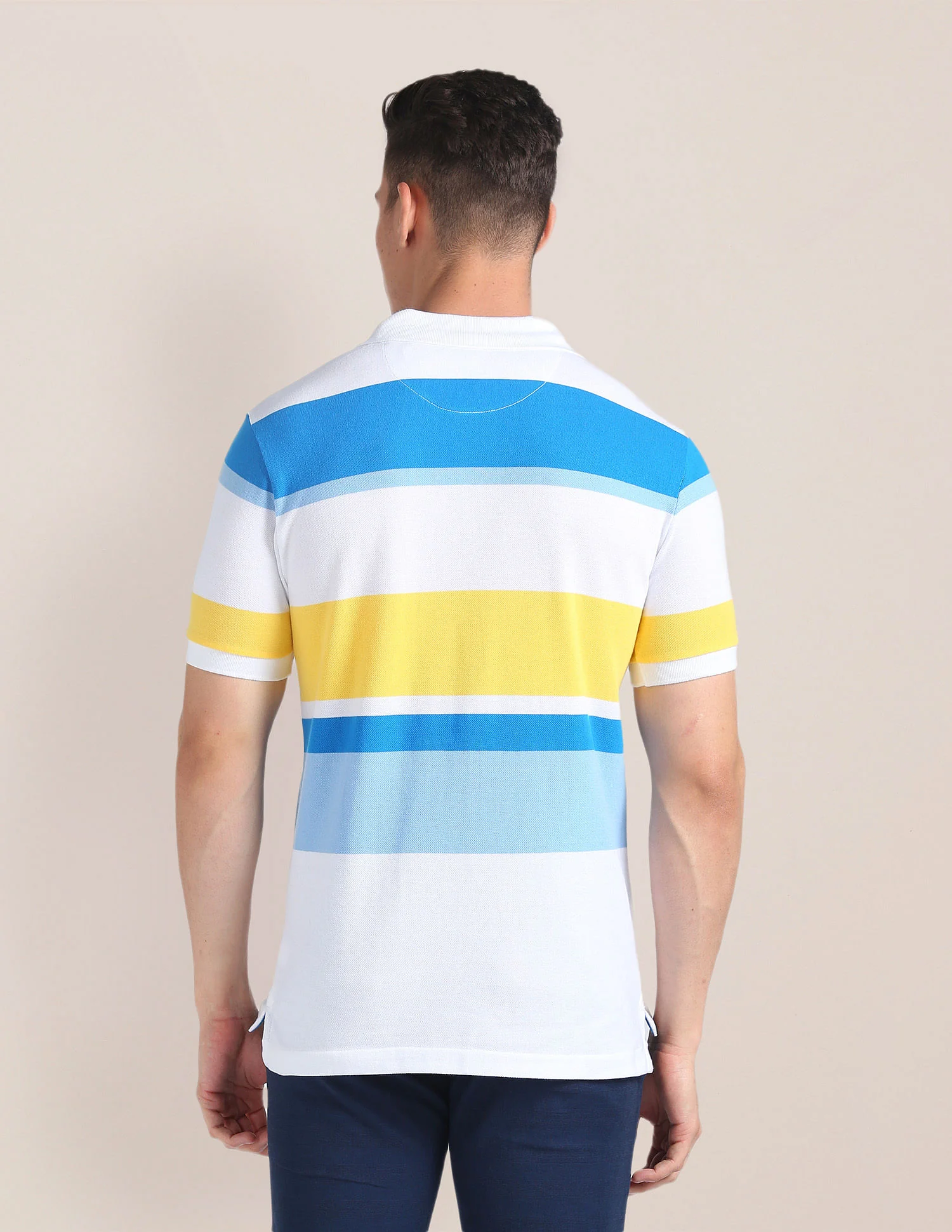 Horizontal Stripe Slim Polo Shirt - Image 5