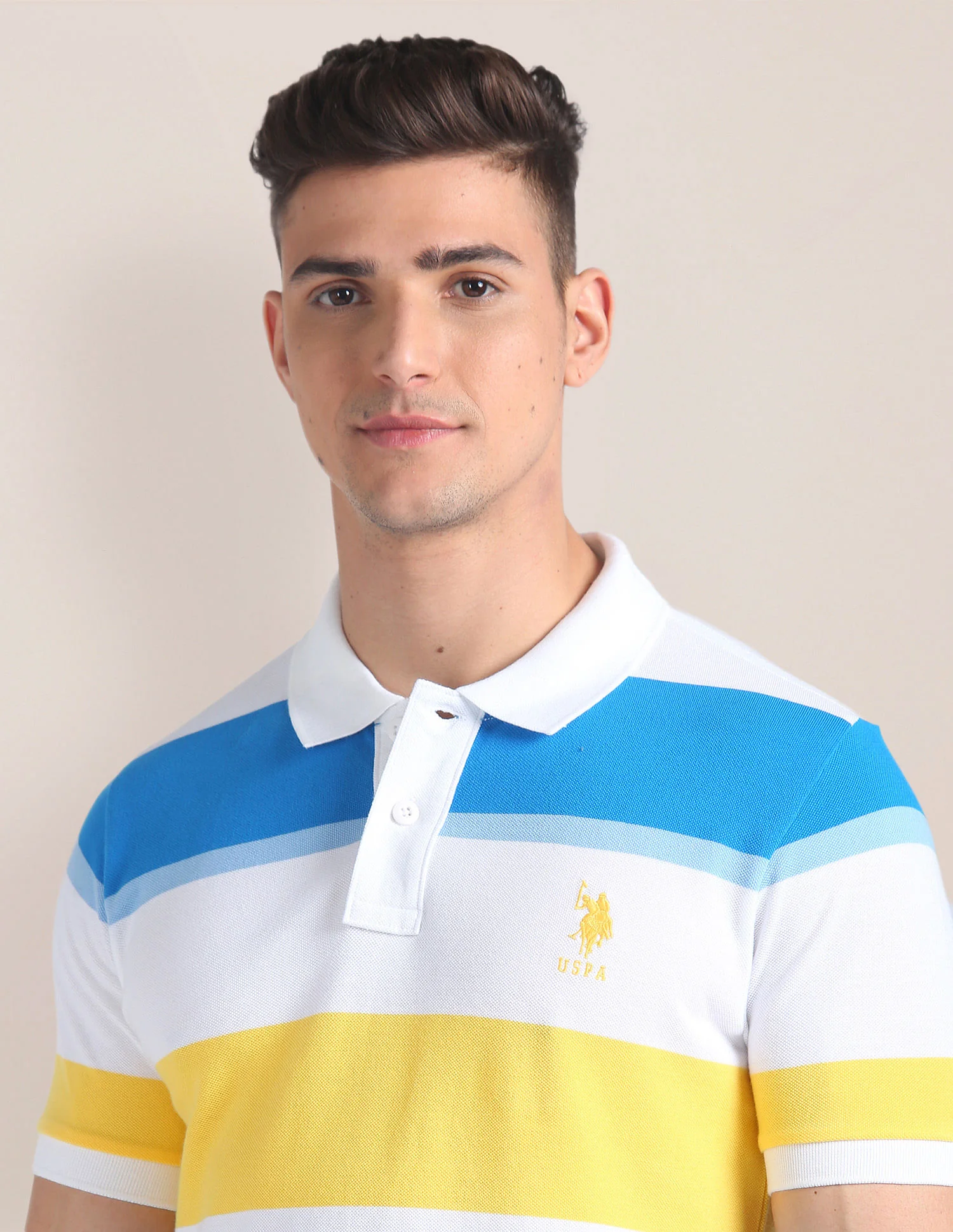 Horizontal Stripe Slim Polo Shirt - Image 7