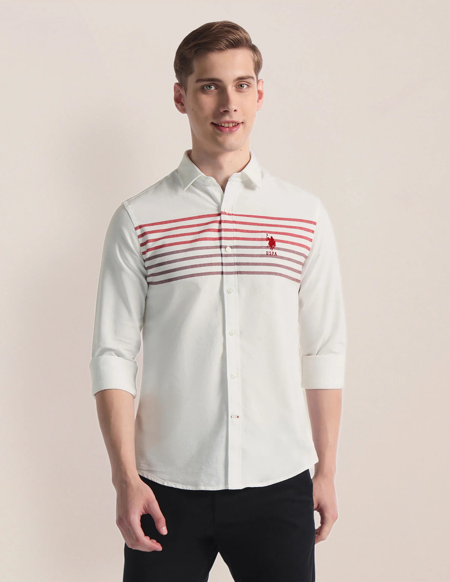 Horizontal Stripe Twill Shirt