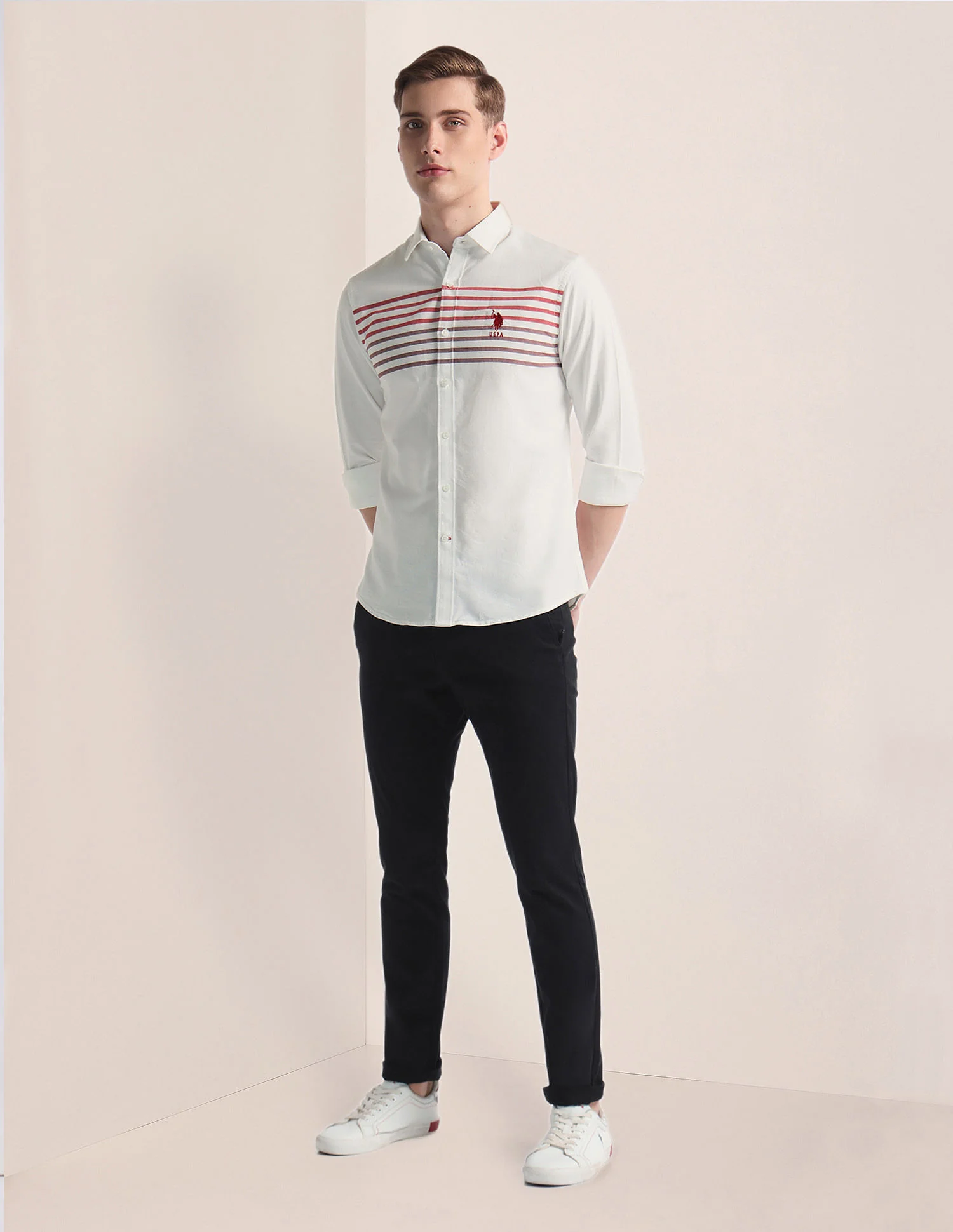 Horizontal Stripe Twill Shirt - Image 3
