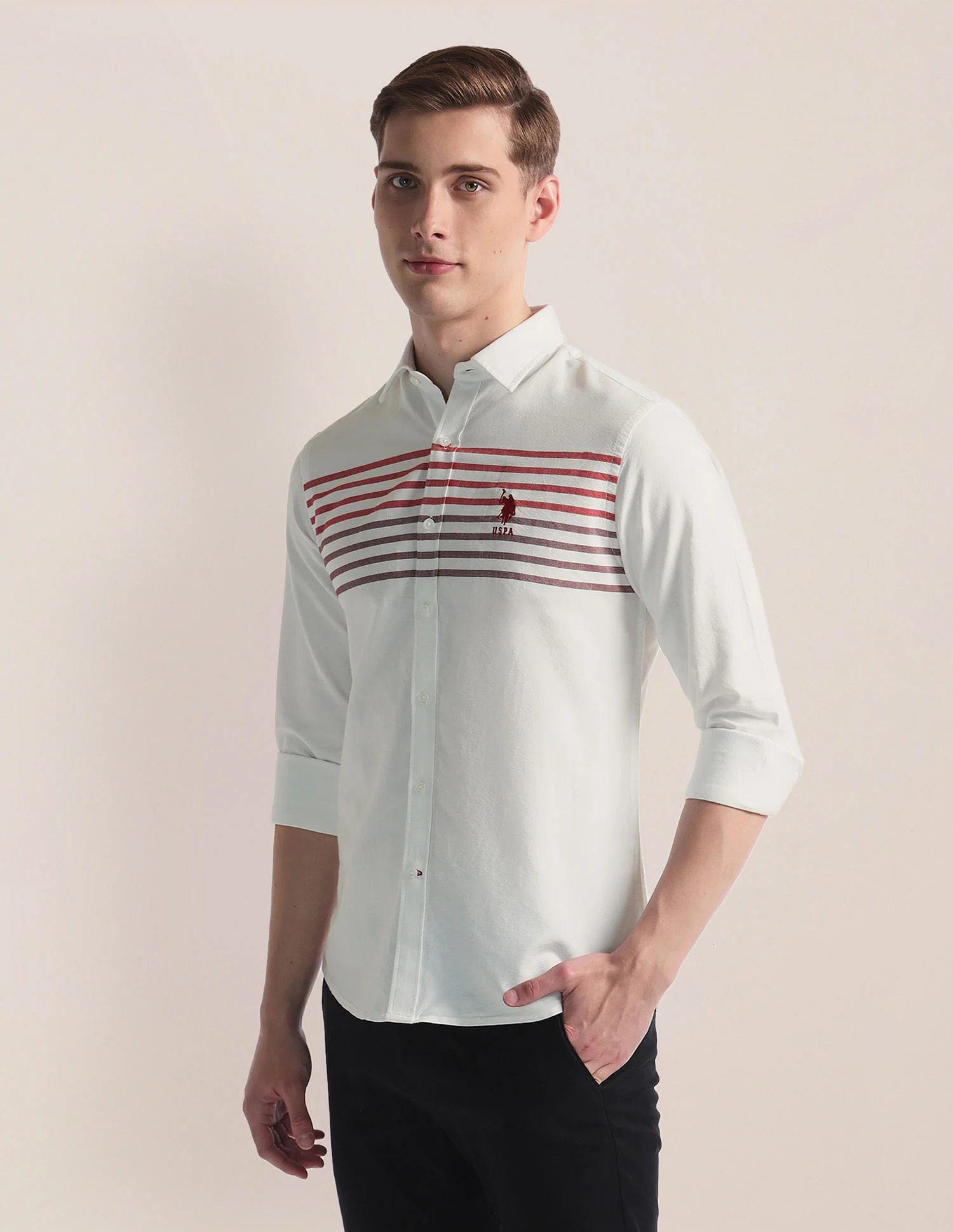 Horizontal Stripe Twill Shirt - Image 4