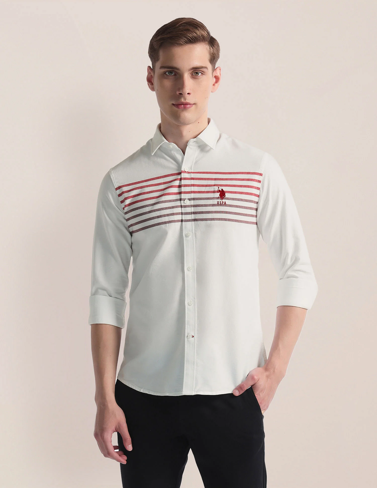 Horizontal Stripe Twill Shirt - Image 6