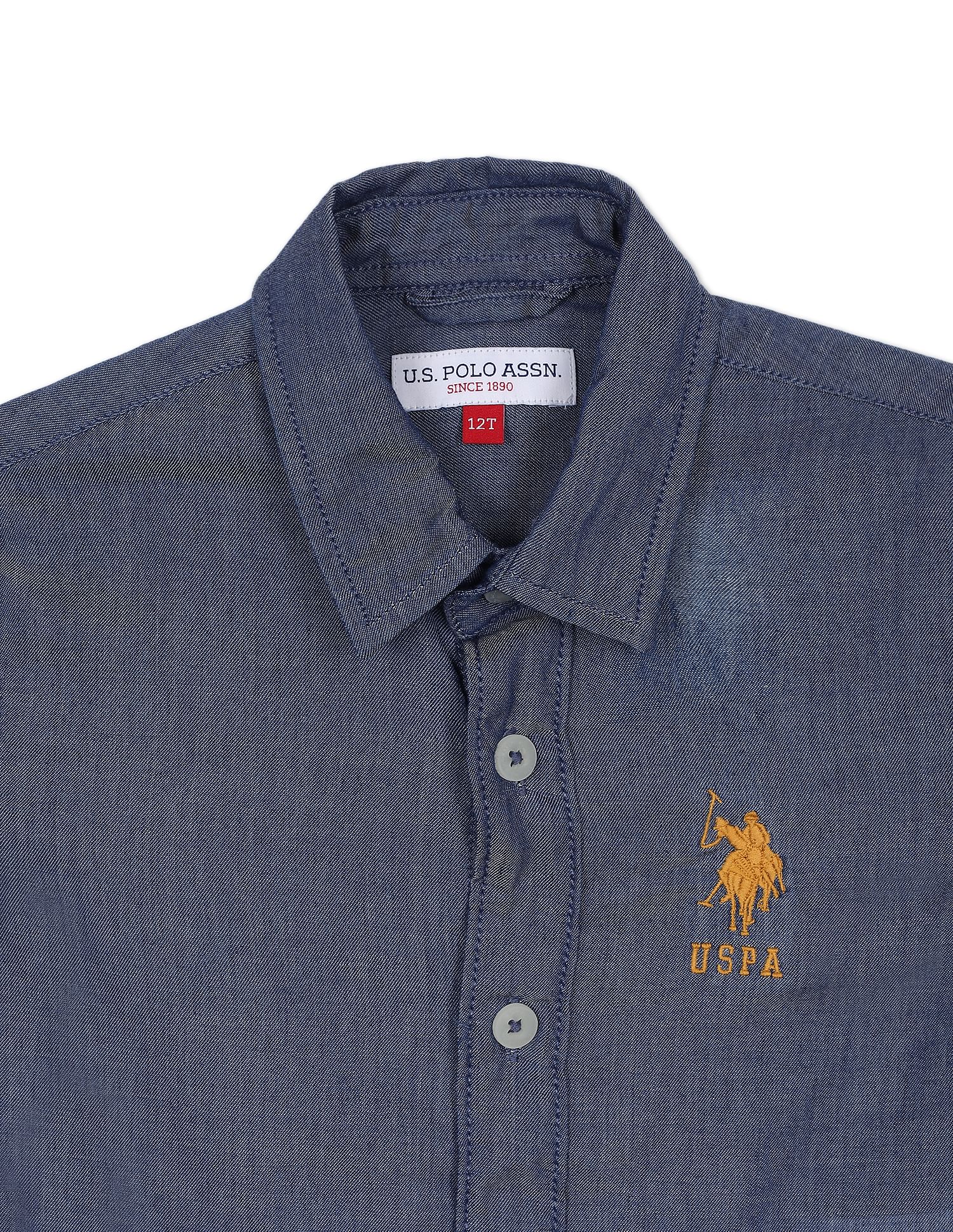 Indigo Spread Collar Cotton Dyed Shirt - Image 3