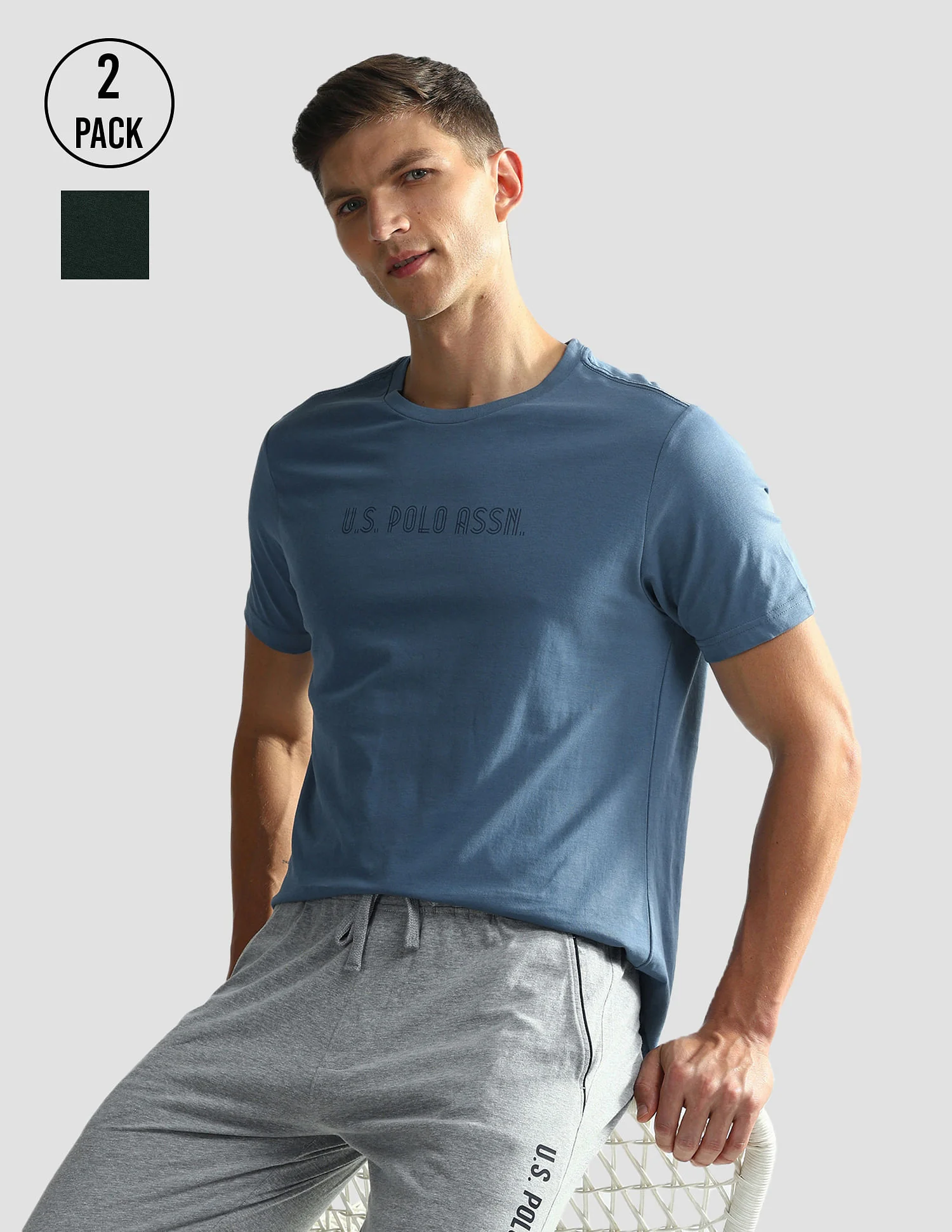 Brand Print Cotton OEE03 Lounge T-Shirt - Pack Of 2