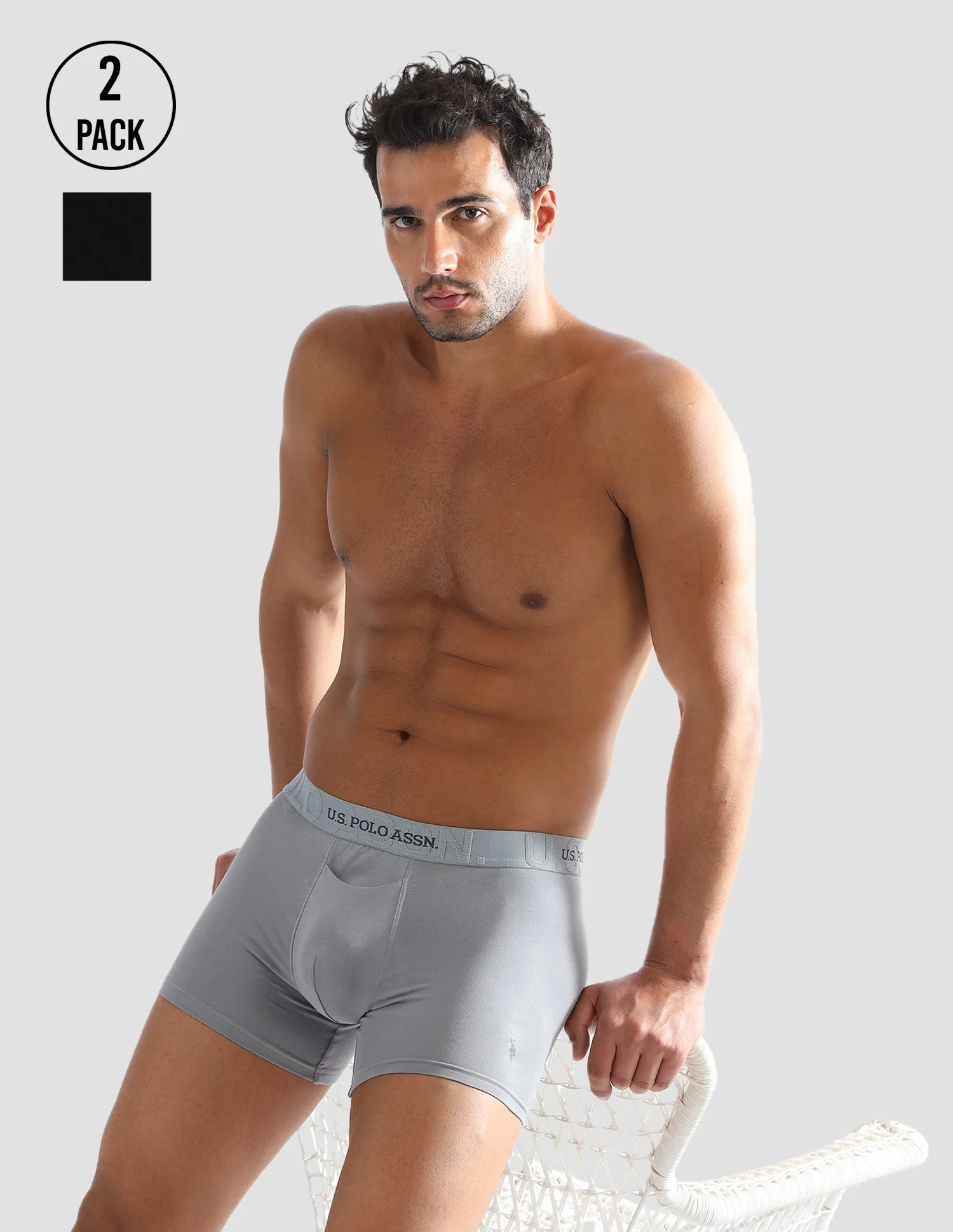 Elastic Waistband Ribbed Solid OET012 Trunks - Pack Of 2