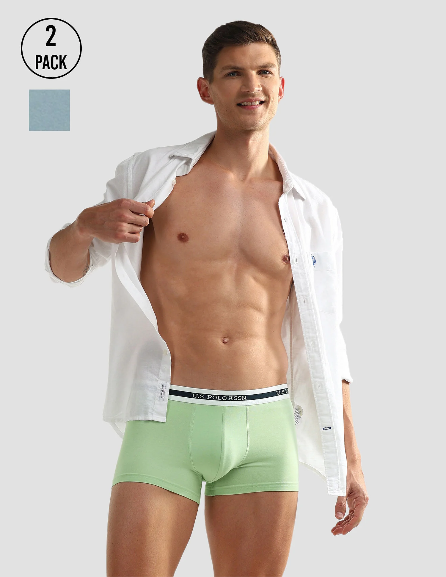 Elastic Waistband Ribbed Solid OET09 Trunks - Pack Of 2