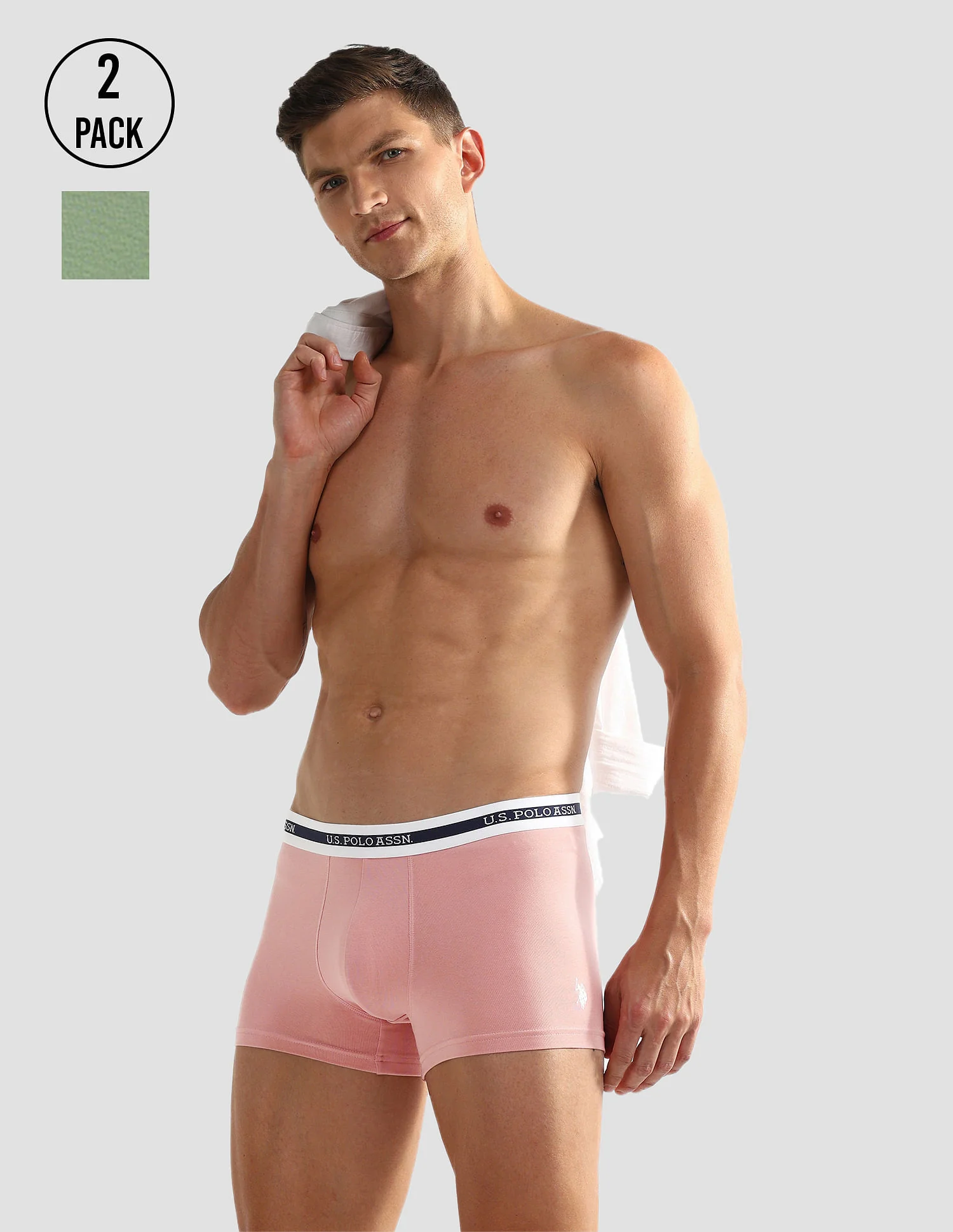 Elastic Waistband Ribbed Solid OET09 Trunks - Pack Of 2