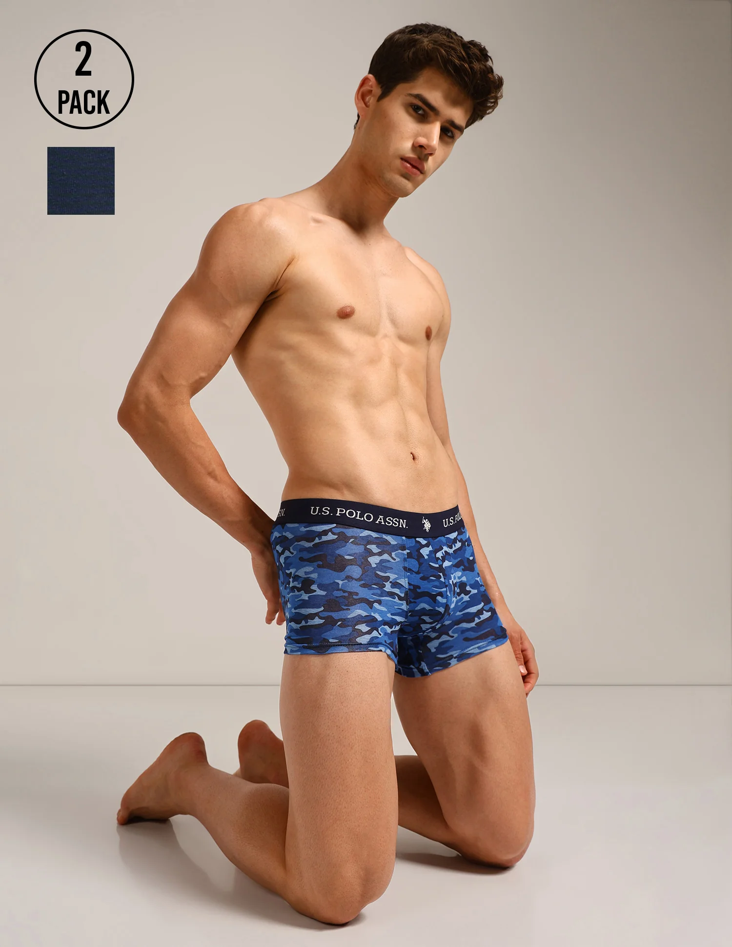 Elastic Waistband Ribbed Solid OET10 Trunks - Pack Of 2