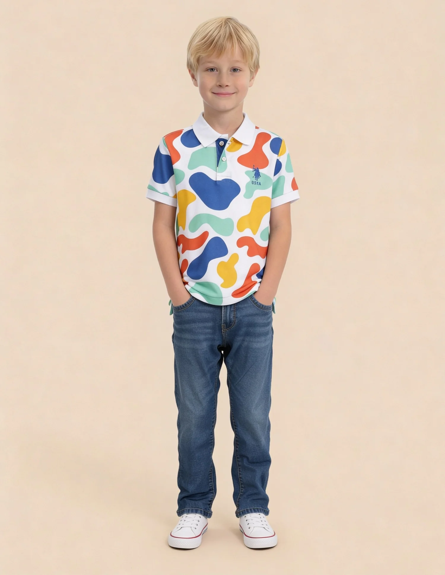 Abstract Printed Regular Fit Polo Shirt - Image 3