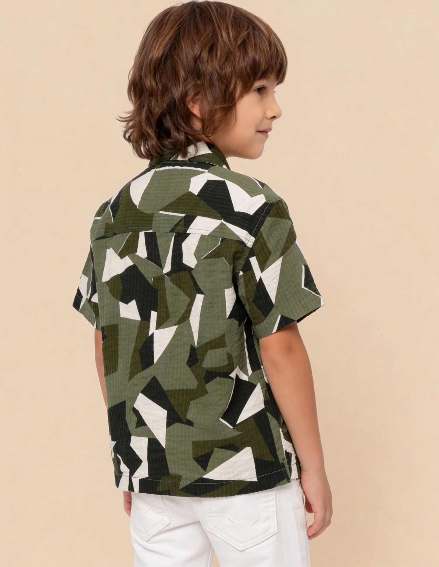 Abstract Printed Seersucker Weave Shirt - Image 5