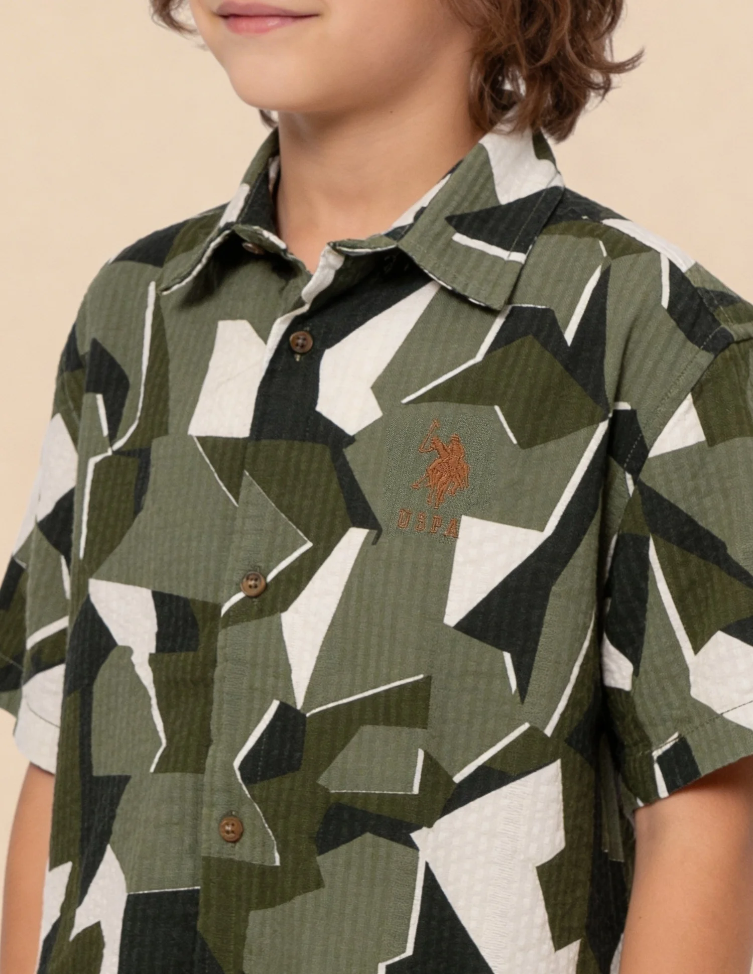 Abstract Printed Seersucker Weave Shirt - Image 6