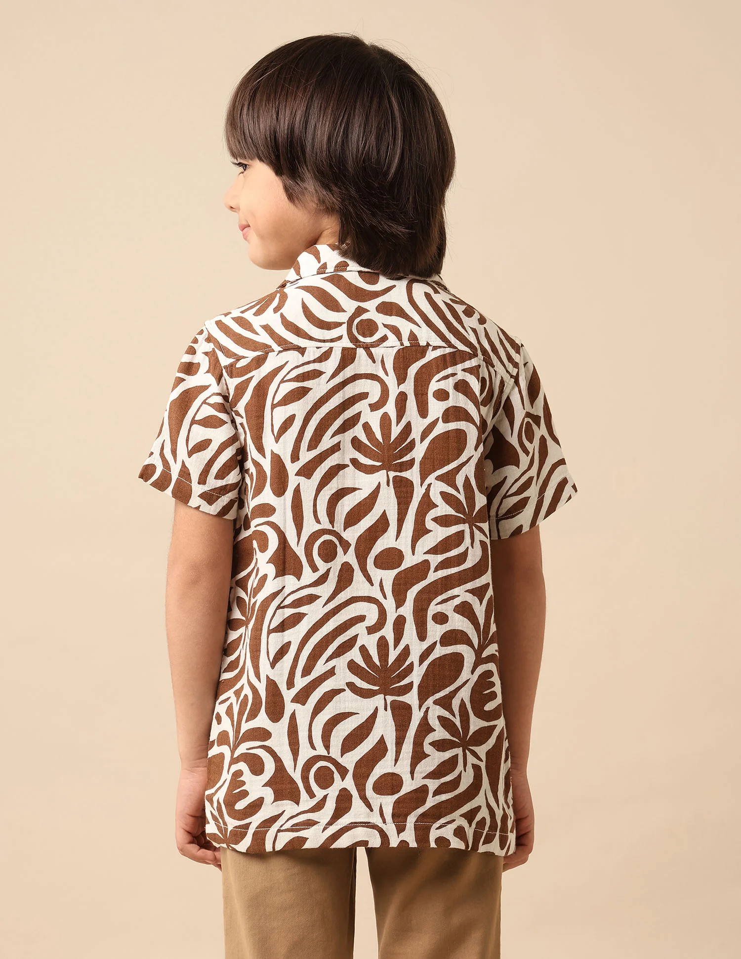 Boys Abstract Printed Cuban Shirt - Image 5