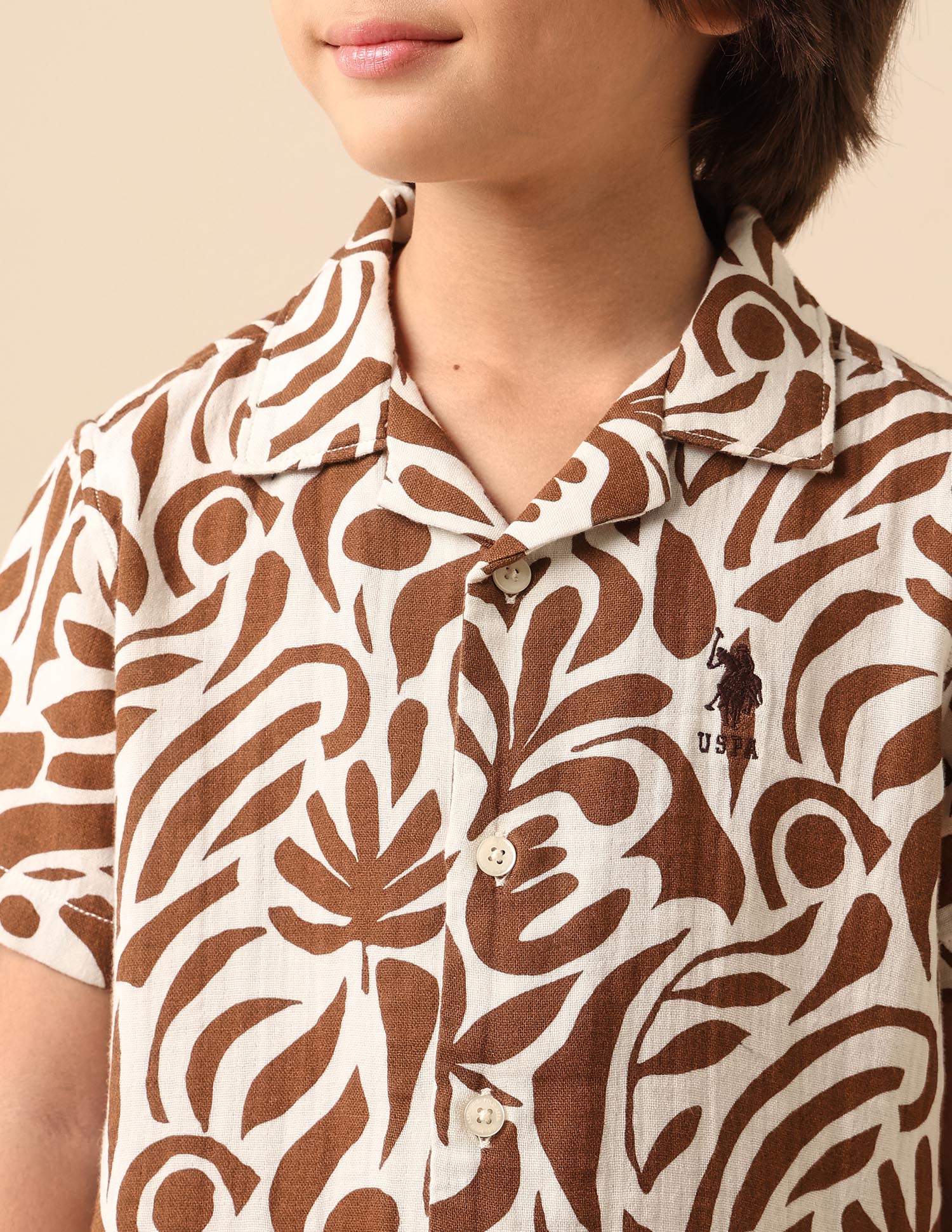 Boys Abstract Printed Cuban Shirt - Image 6