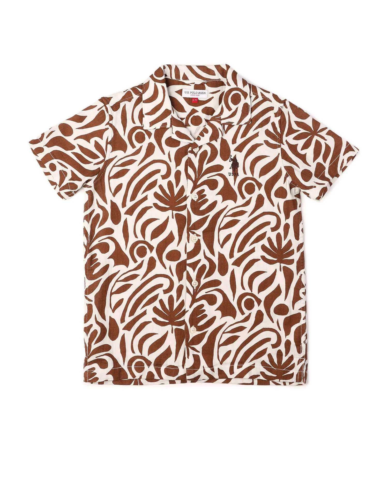 Boys Abstract Printed Cuban Shirt - Image 7