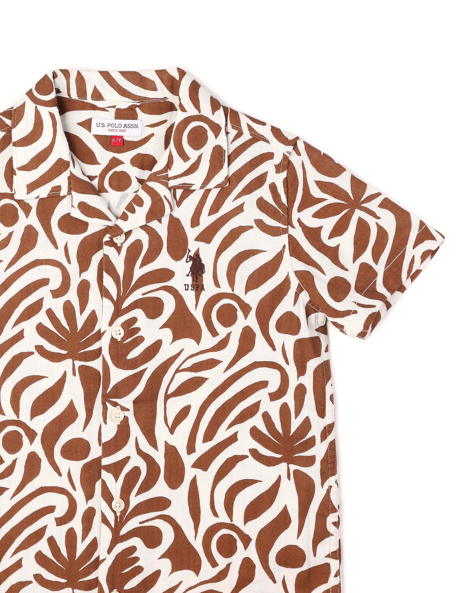 Boys Abstract Printed Cuban Shirt - Image 9