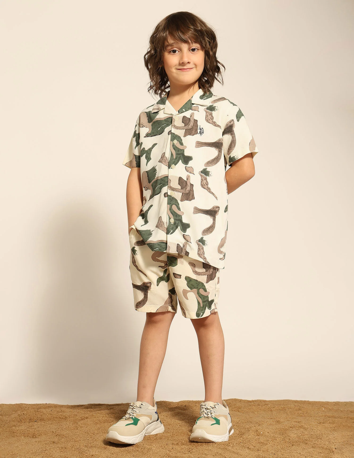 Boys Abstract Printed Cuban Shirt - Image 3
