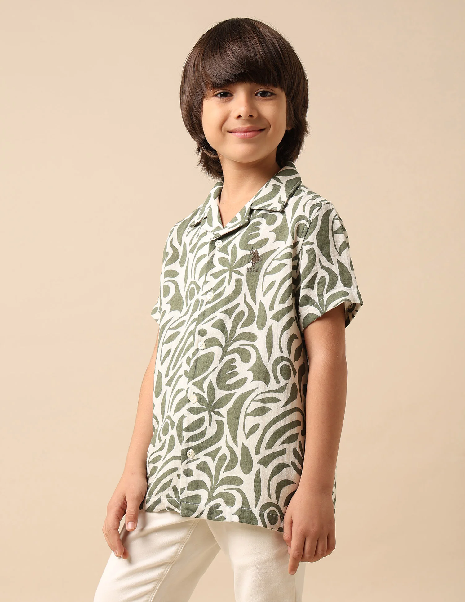 Boys Abstract Printed Cuban Shirt - Image 4