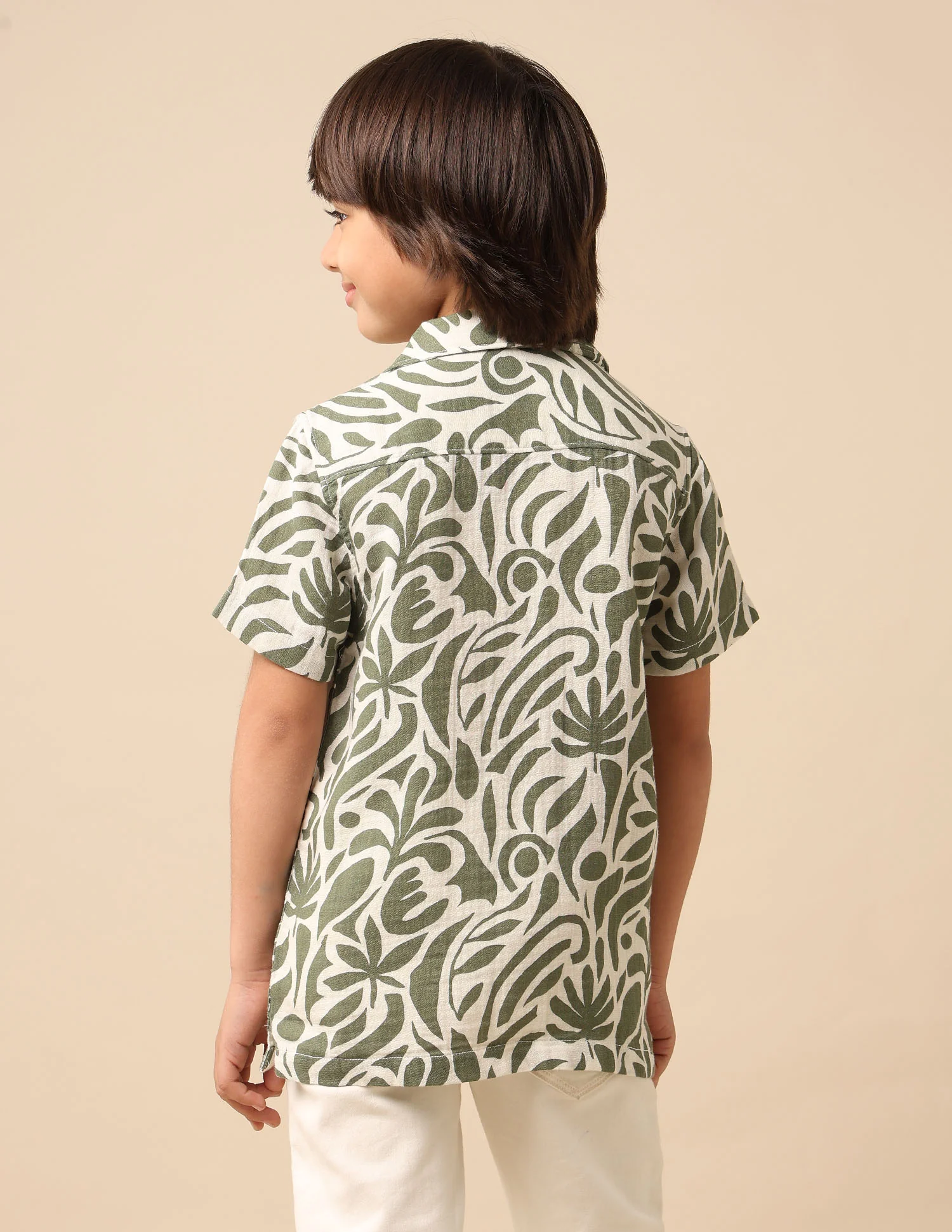 Boys Abstract Printed Cuban Shirt - Image 5