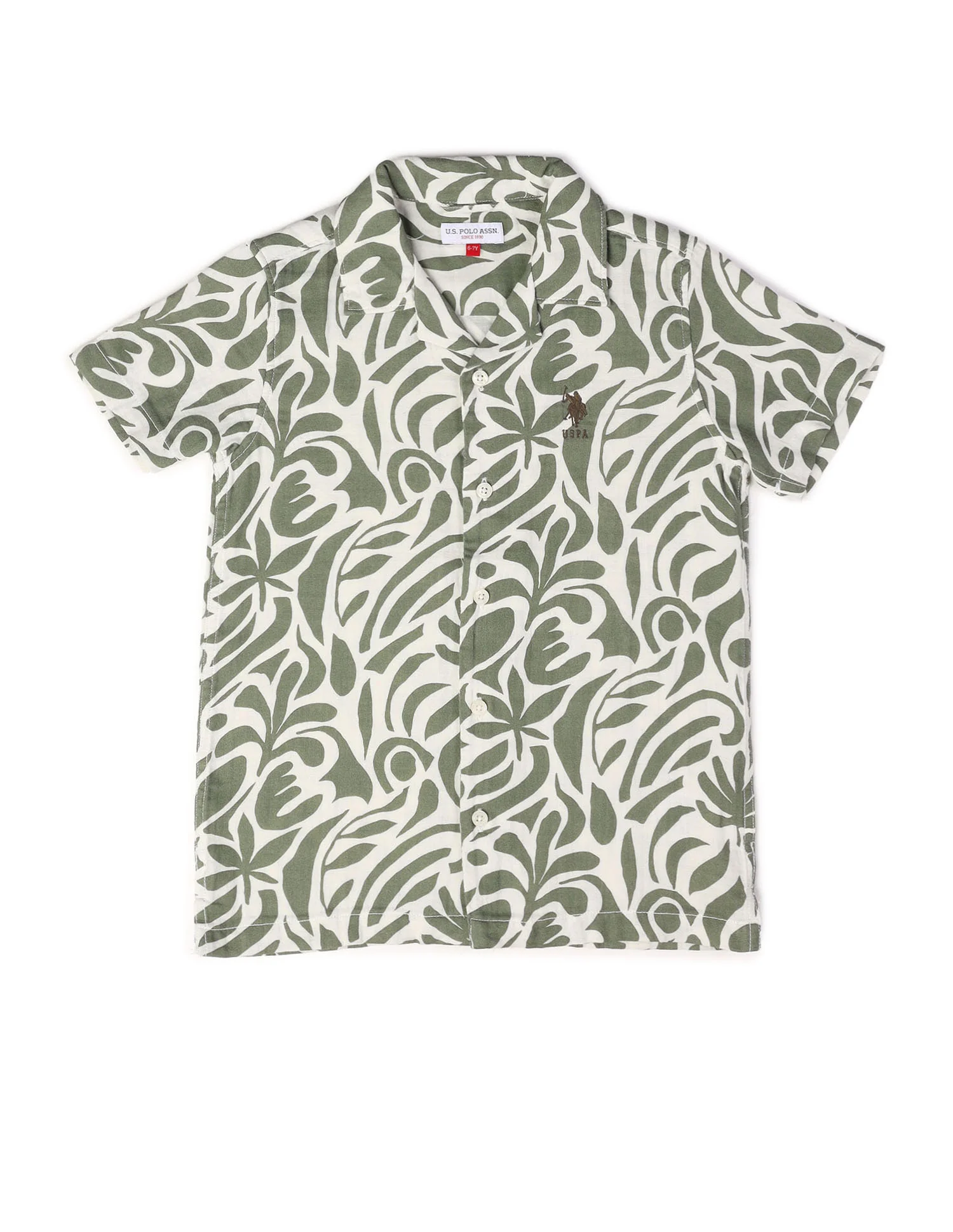Boys Abstract Printed Cuban Shirt - Image 7