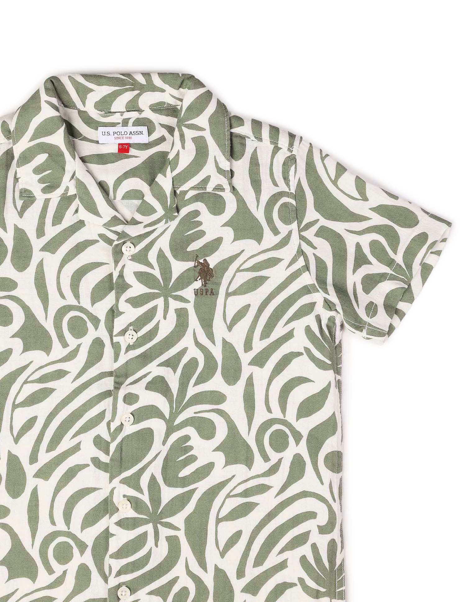 Boys Abstract Printed Cuban Shirt - Image 9