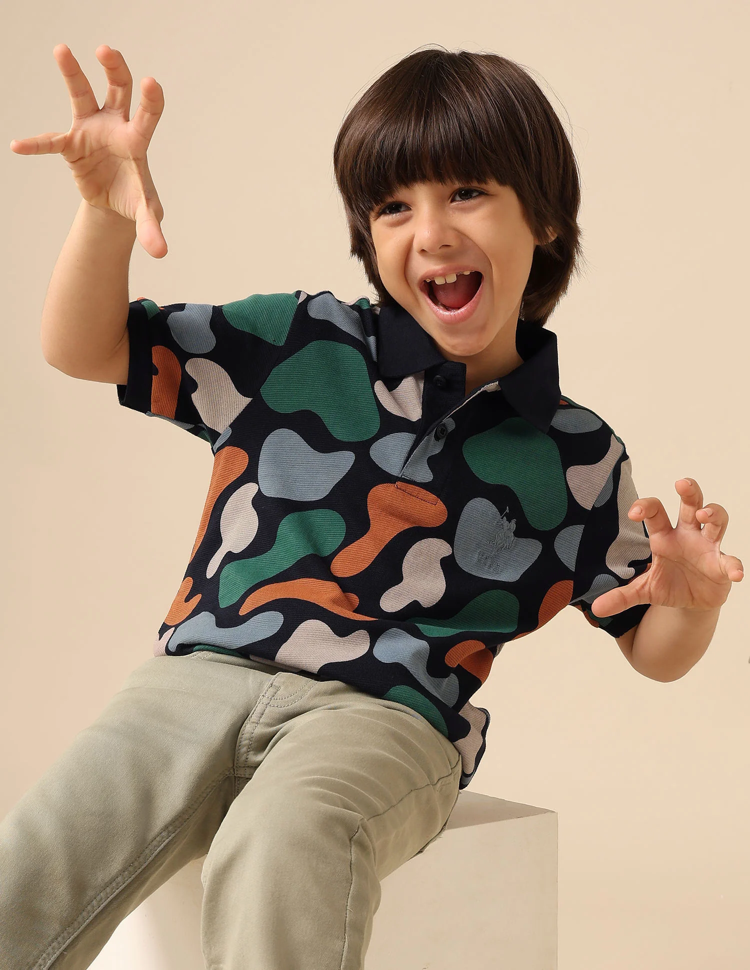 Boys Abstract Printed Regular Fit Polo Shirt