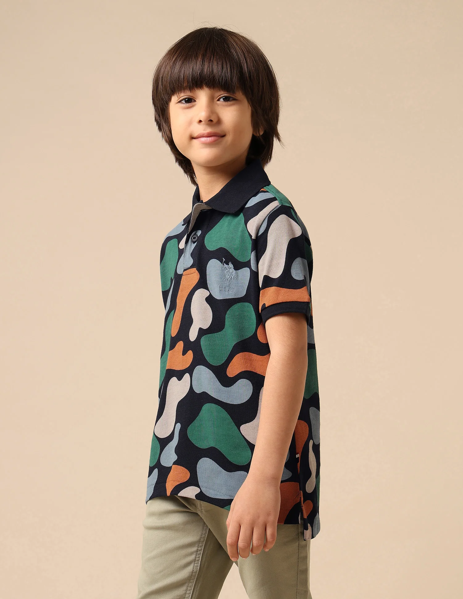 Boys Abstract Printed Regular Fit Polo Shirt - Image 4