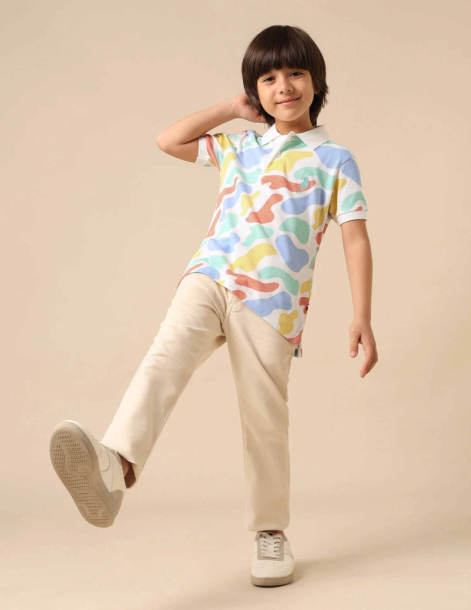 Boys Abstract Printed Regular Fit Polo Shirt - Image 3