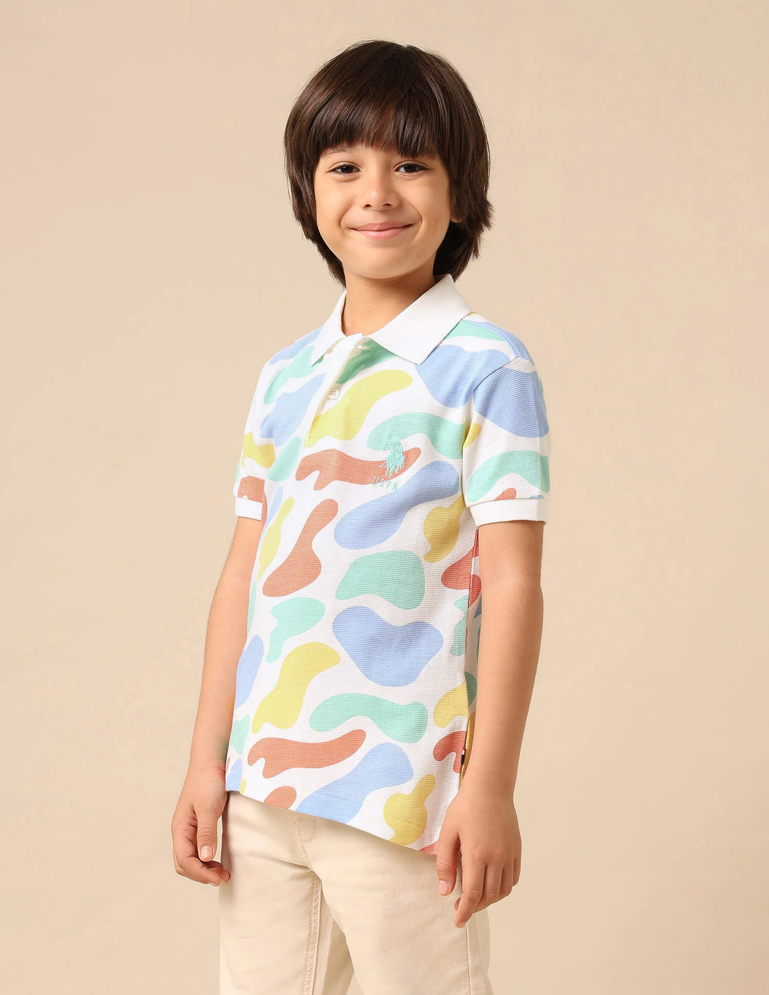 Boys Abstract Printed Regular Fit Polo Shirt - Image 4