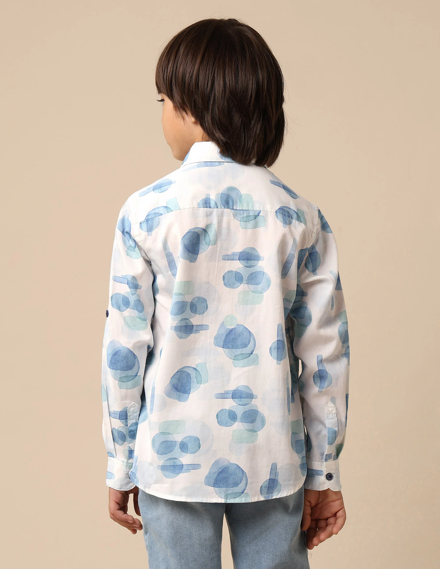 Boys Abstract Printed Satin Shirt - Image 5