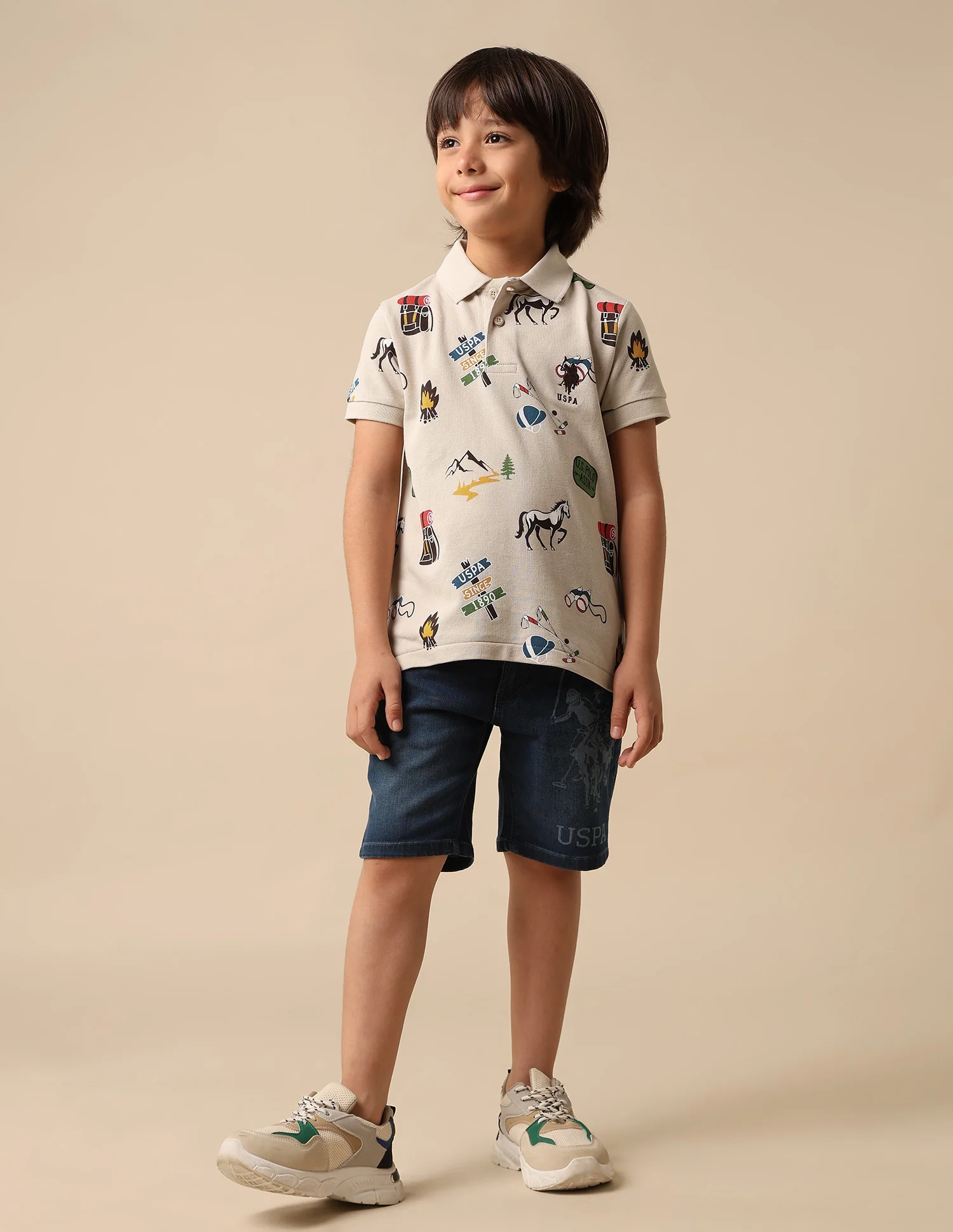 Boys All Over Printed Pure Cotton Polo Shirt - Image 3