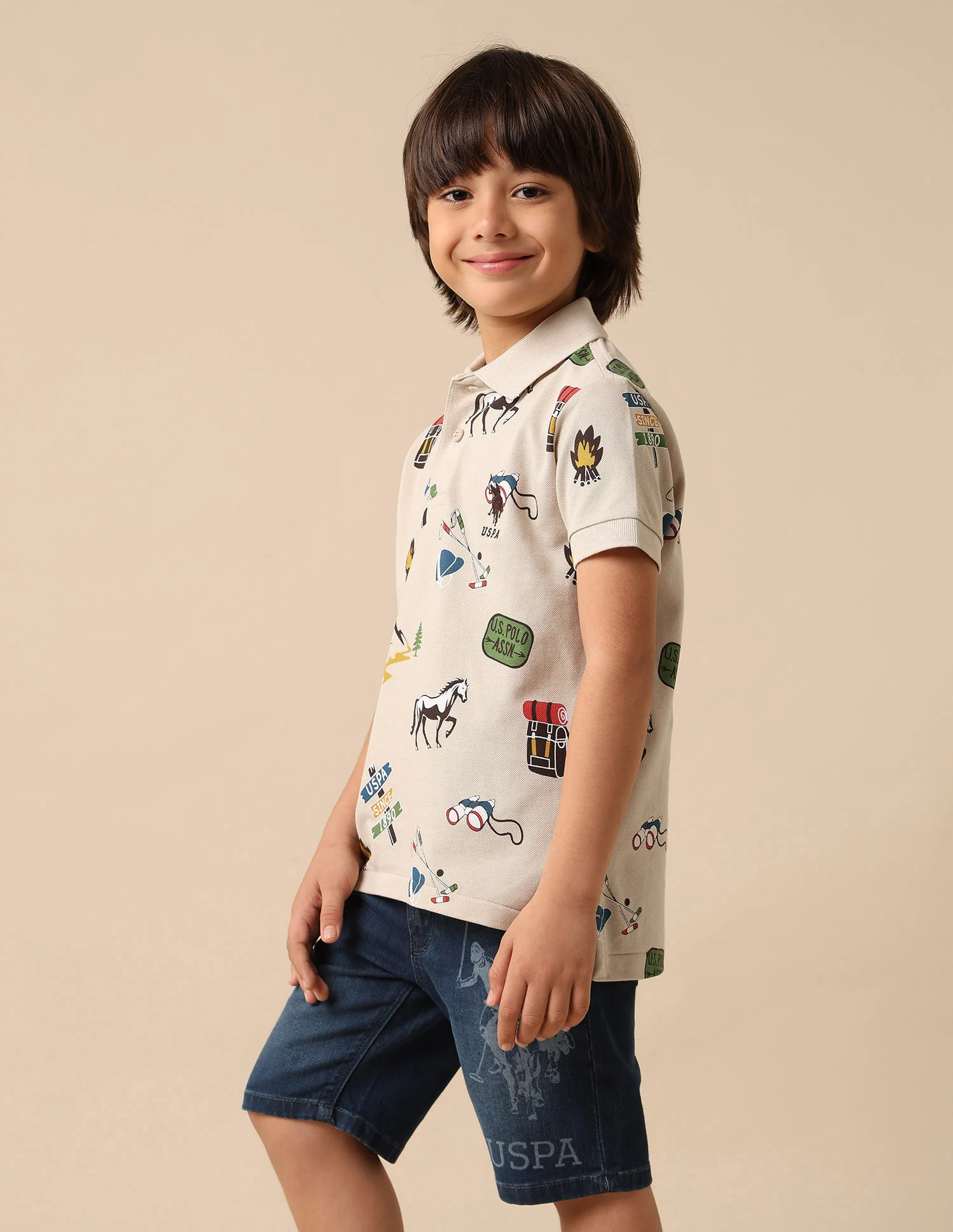 Boys All Over Printed Pure Cotton Polo Shirt - Image 4