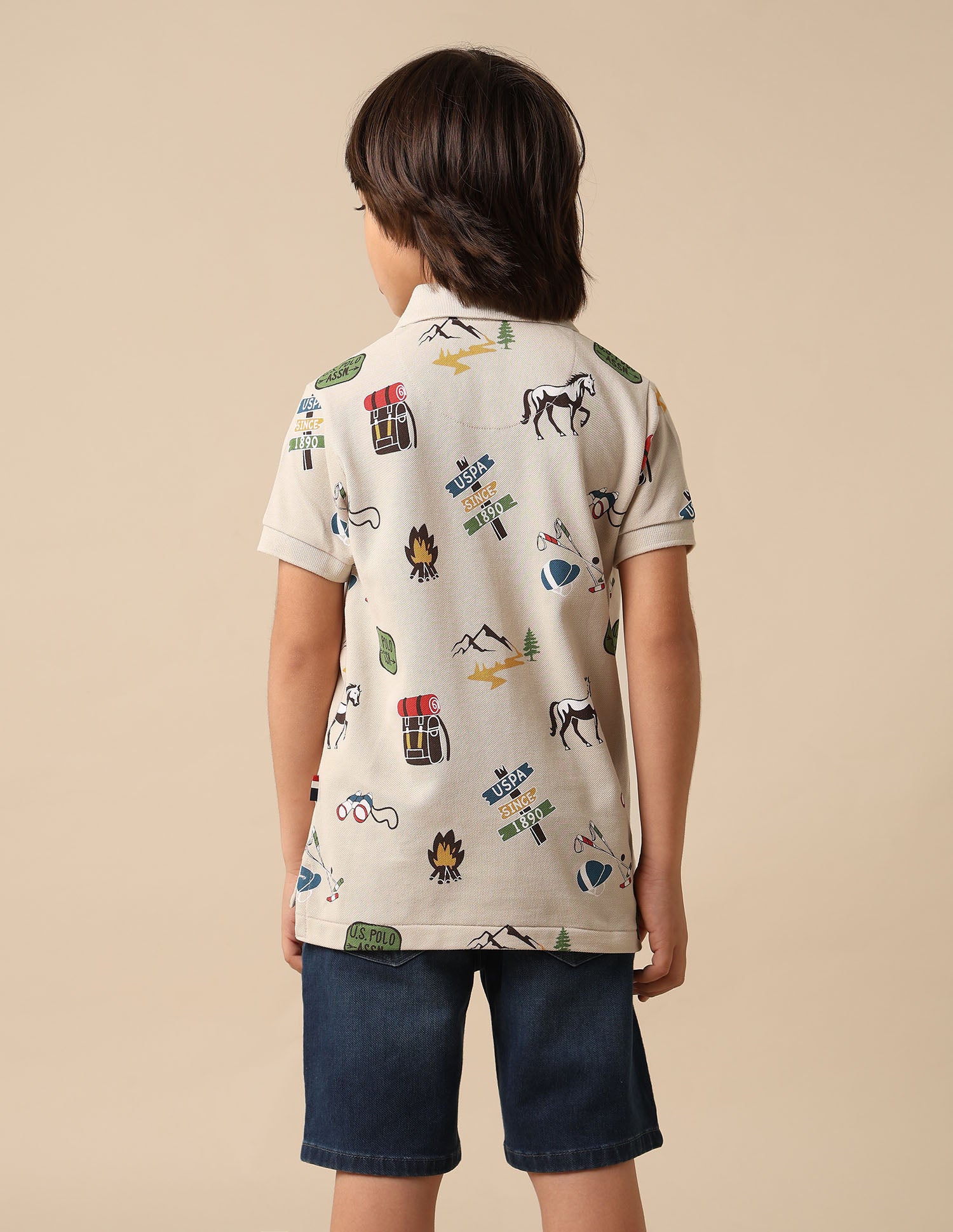 Boys All Over Printed Pure Cotton Polo Shirt - Image 5