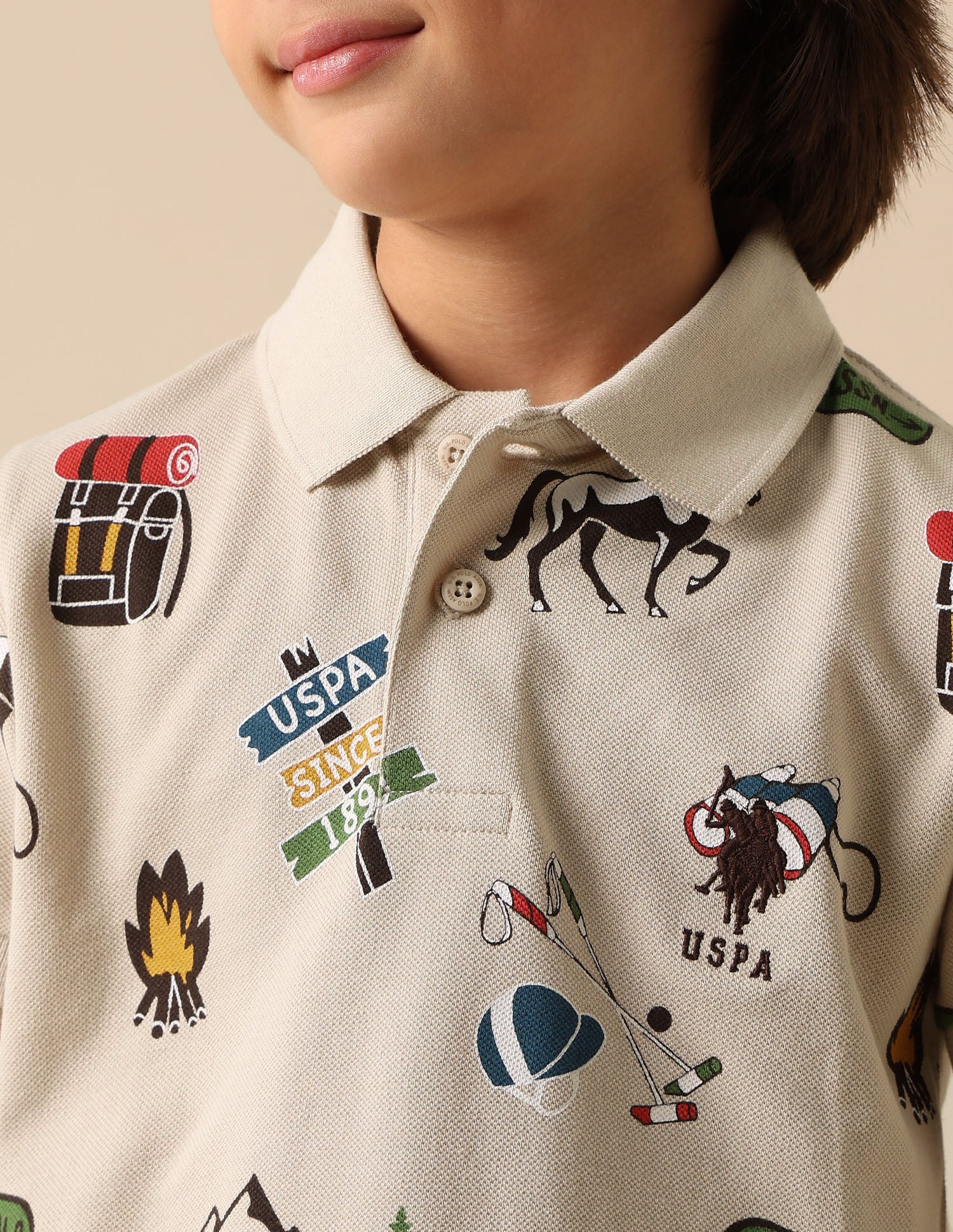 Boys All Over Printed Pure Cotton Polo Shirt - Image 6