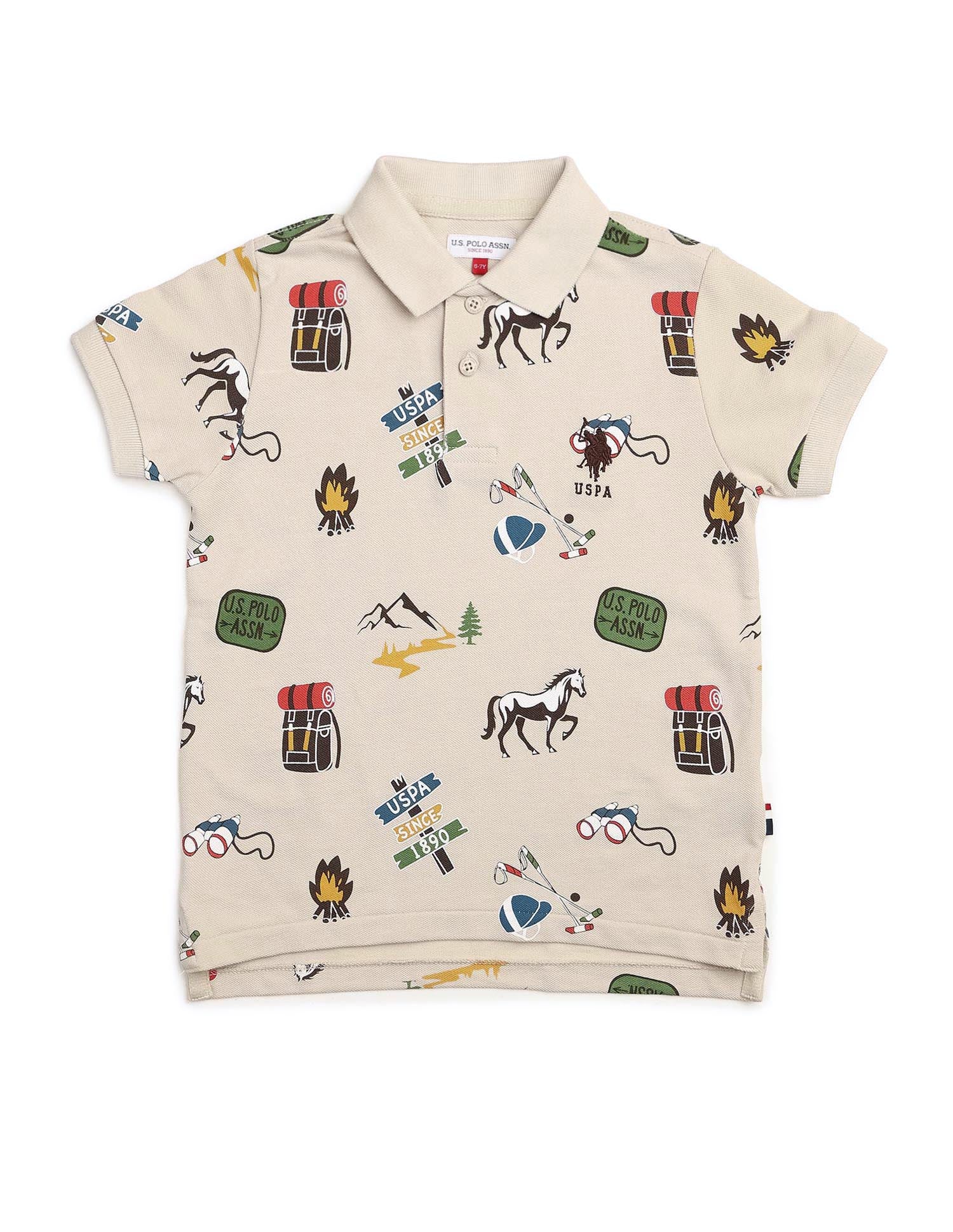 Boys All Over Printed Pure Cotton Polo Shirt - Image 7