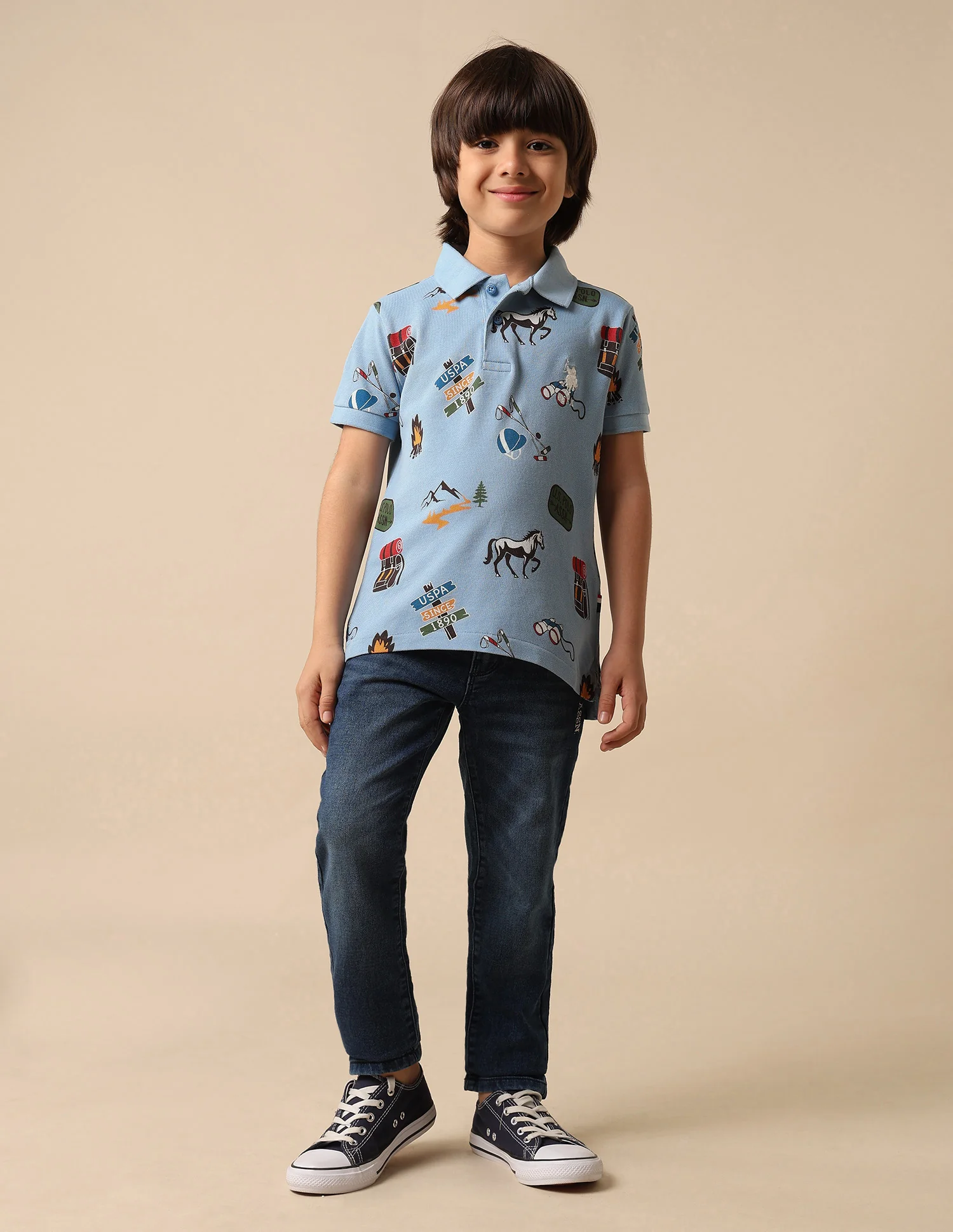 Boys All Over Printed Pure Cotton Polo Shirt - Image 3