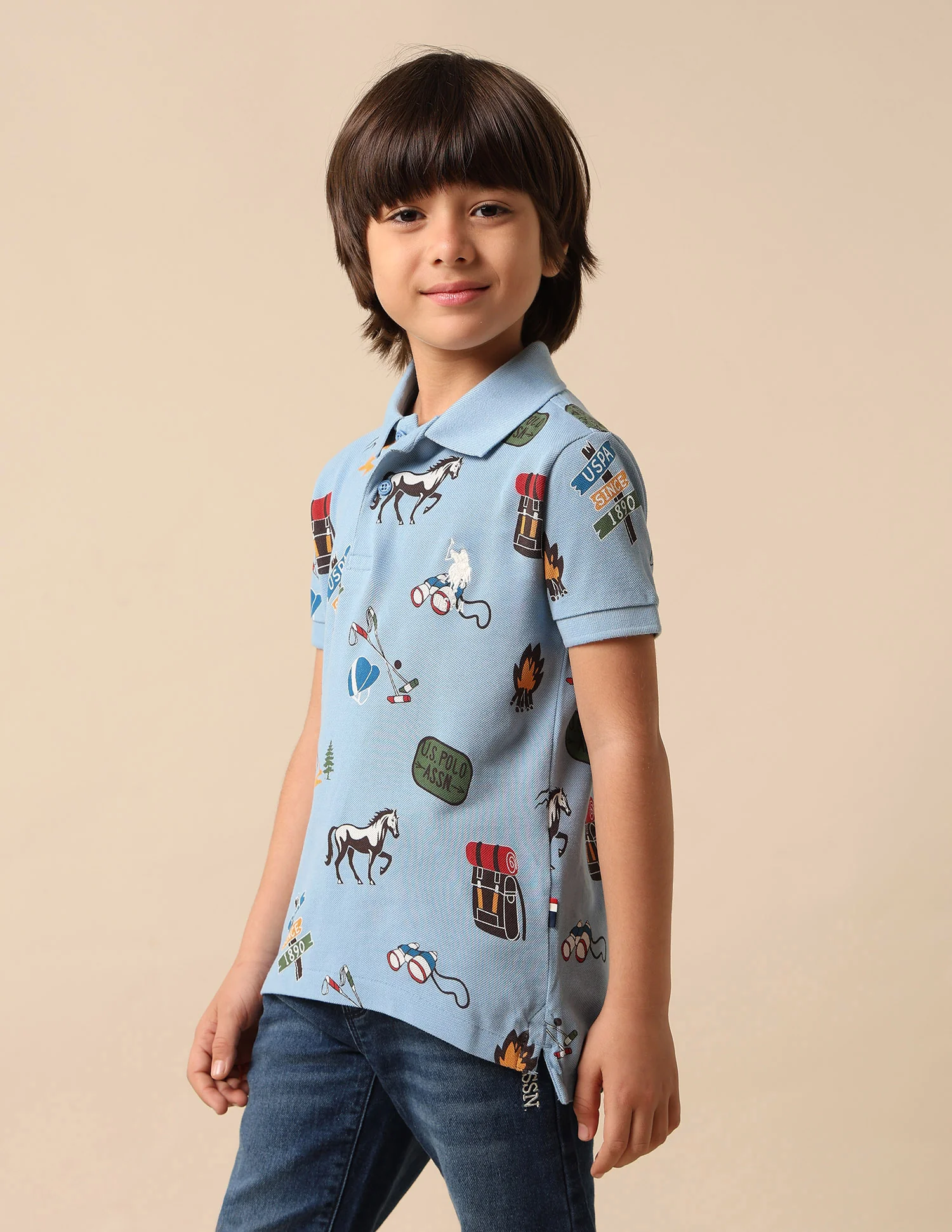 Boys All Over Printed Pure Cotton Polo Shirt - Image 4