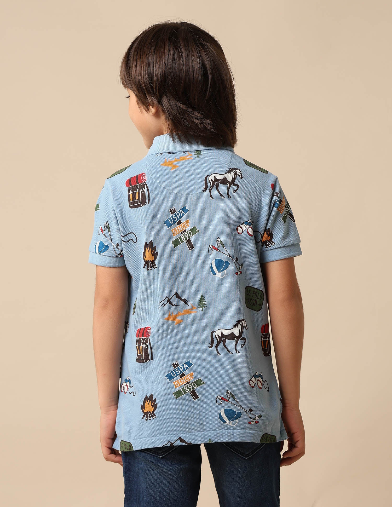 Boys All Over Printed Pure Cotton Polo Shirt - Image 5