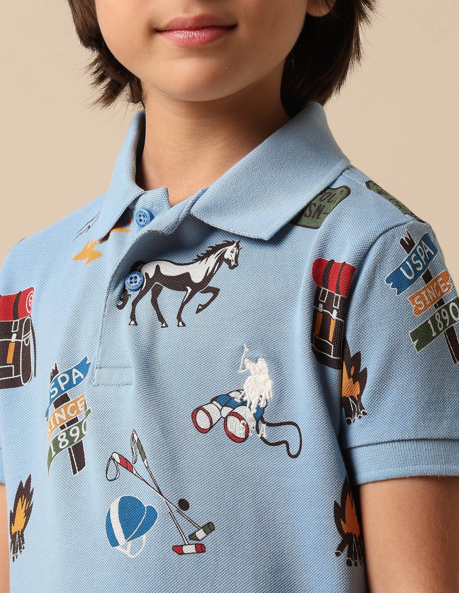 Boys All Over Printed Pure Cotton Polo Shirt - Image 6