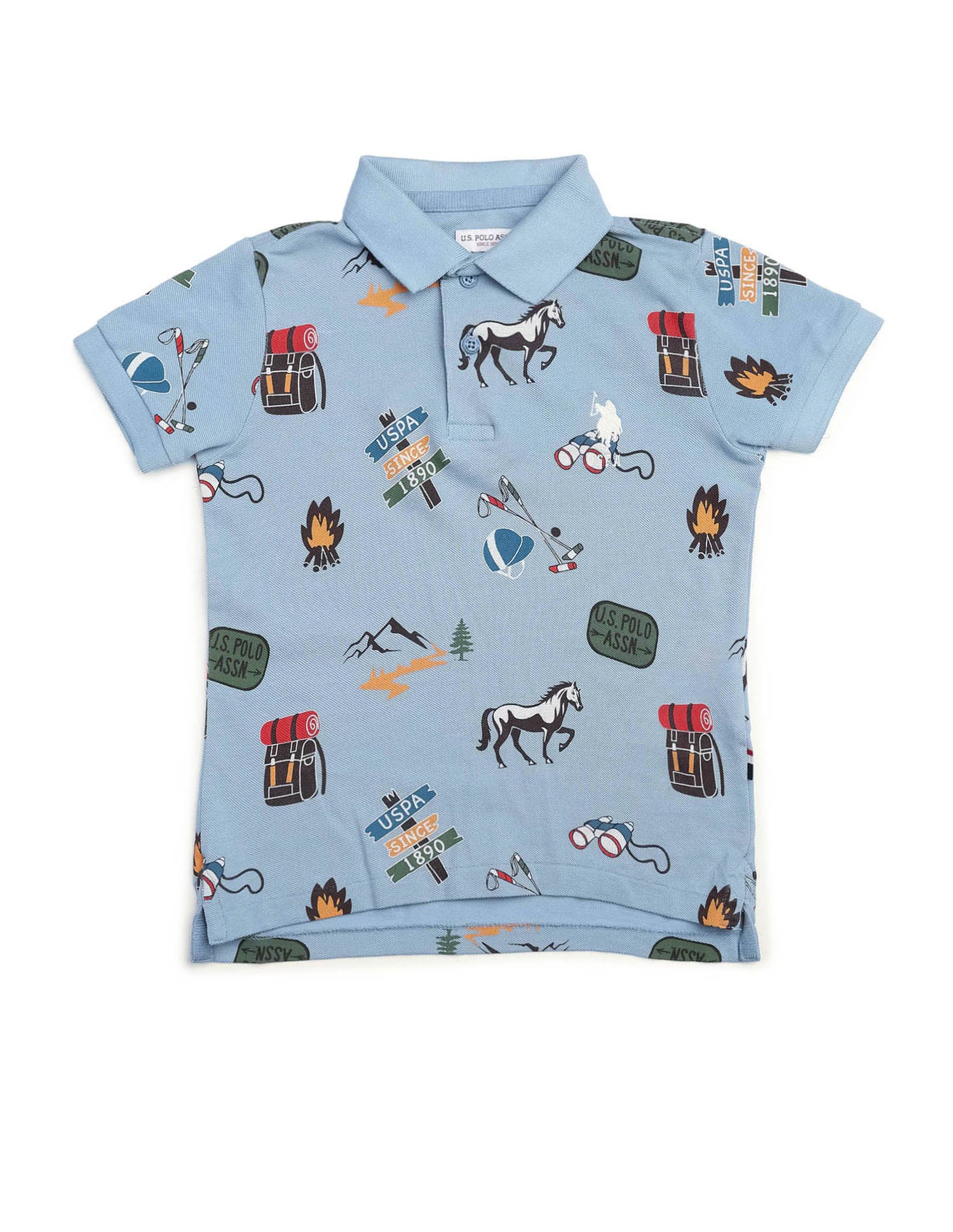 Boys All Over Printed Pure Cotton Polo Shirt - Image 7