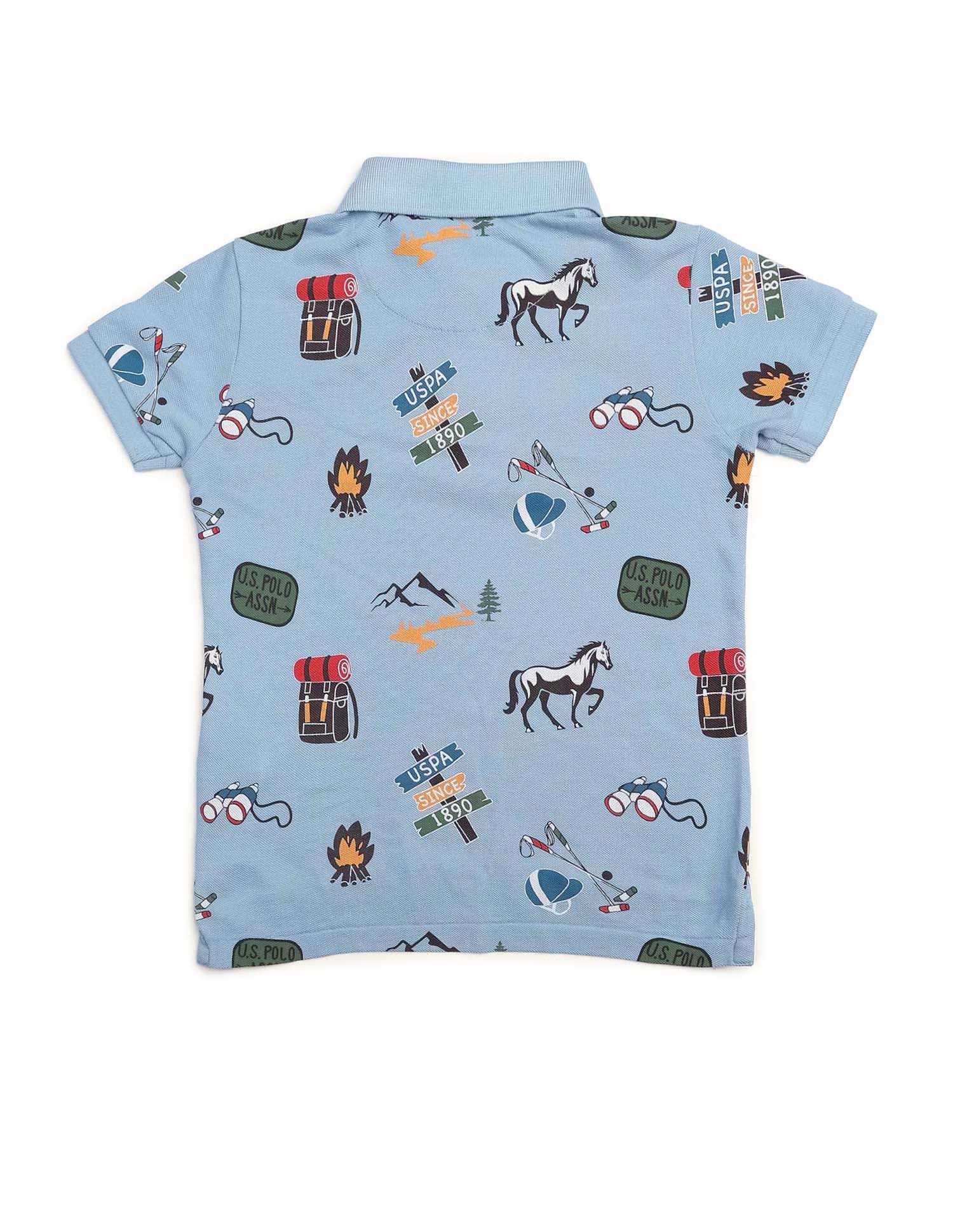 Boys All Over Printed Pure Cotton Polo Shirt - Image 8