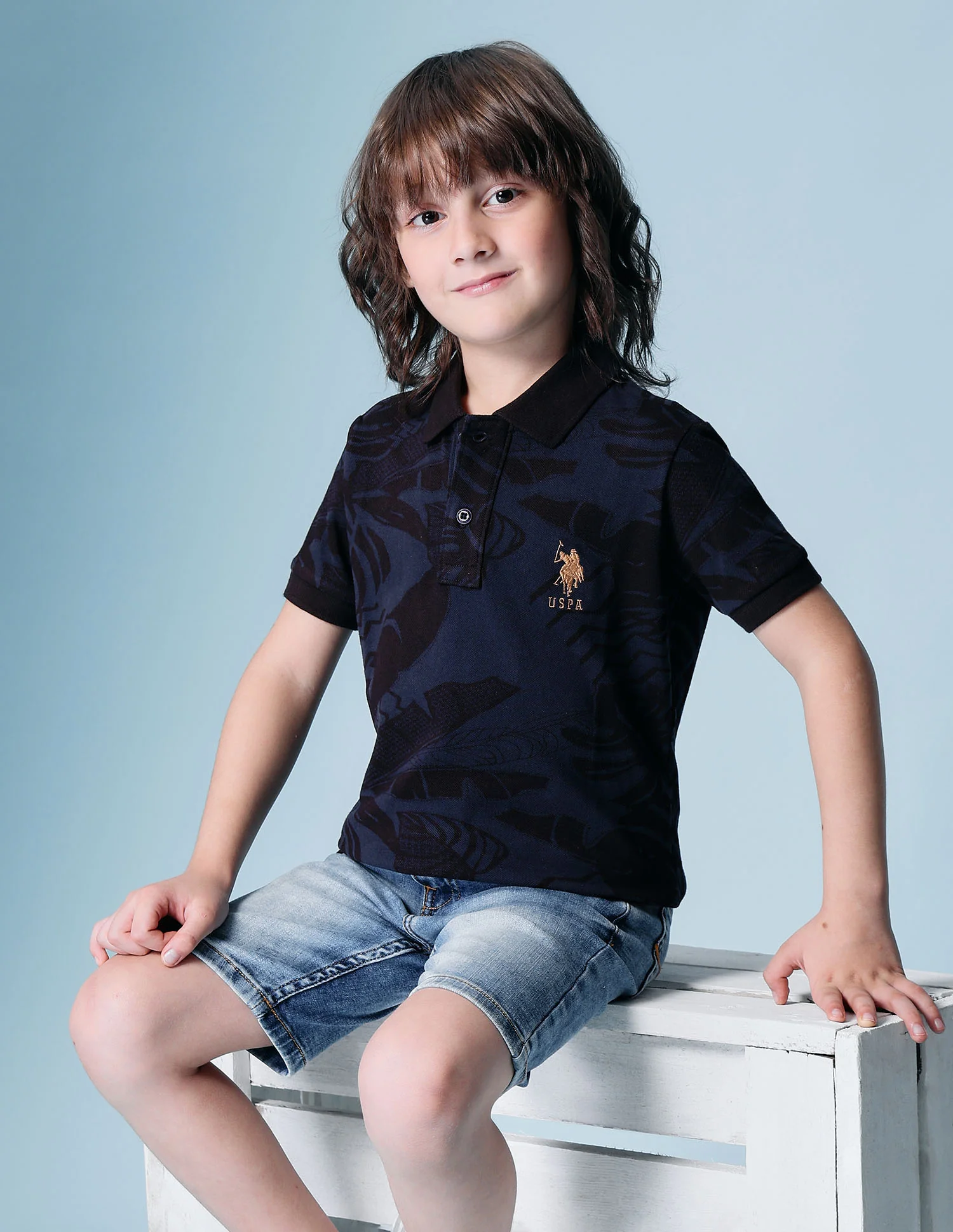 Boys All Over Printed Regular Fit Polo Shirt